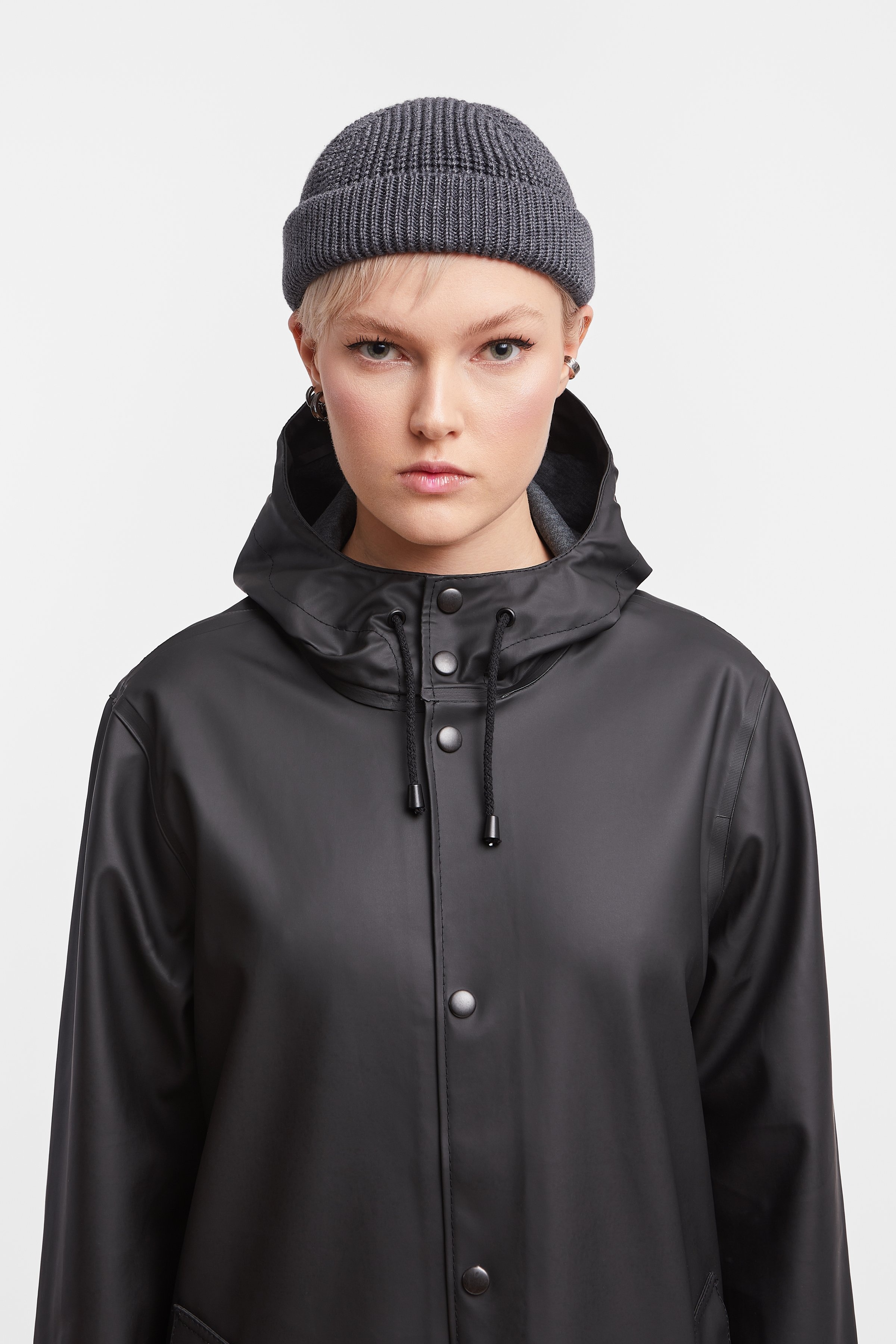 Stockholm Long Print Raincoat Black - 15