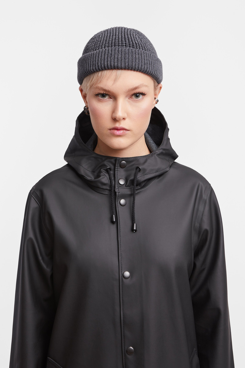Stockholm Long Print Raincoat Black 7