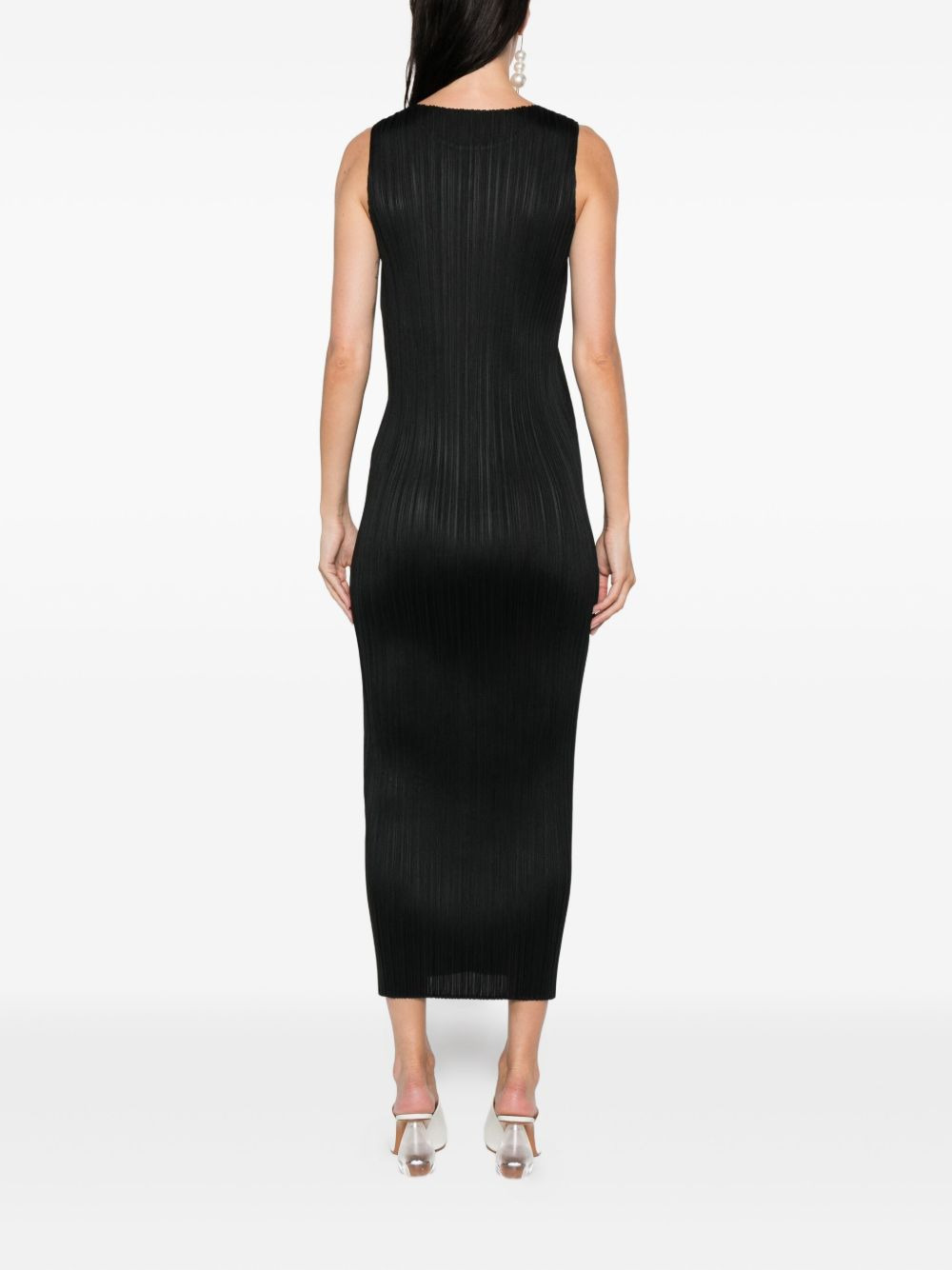 pleated sleeveless midi dress - 4