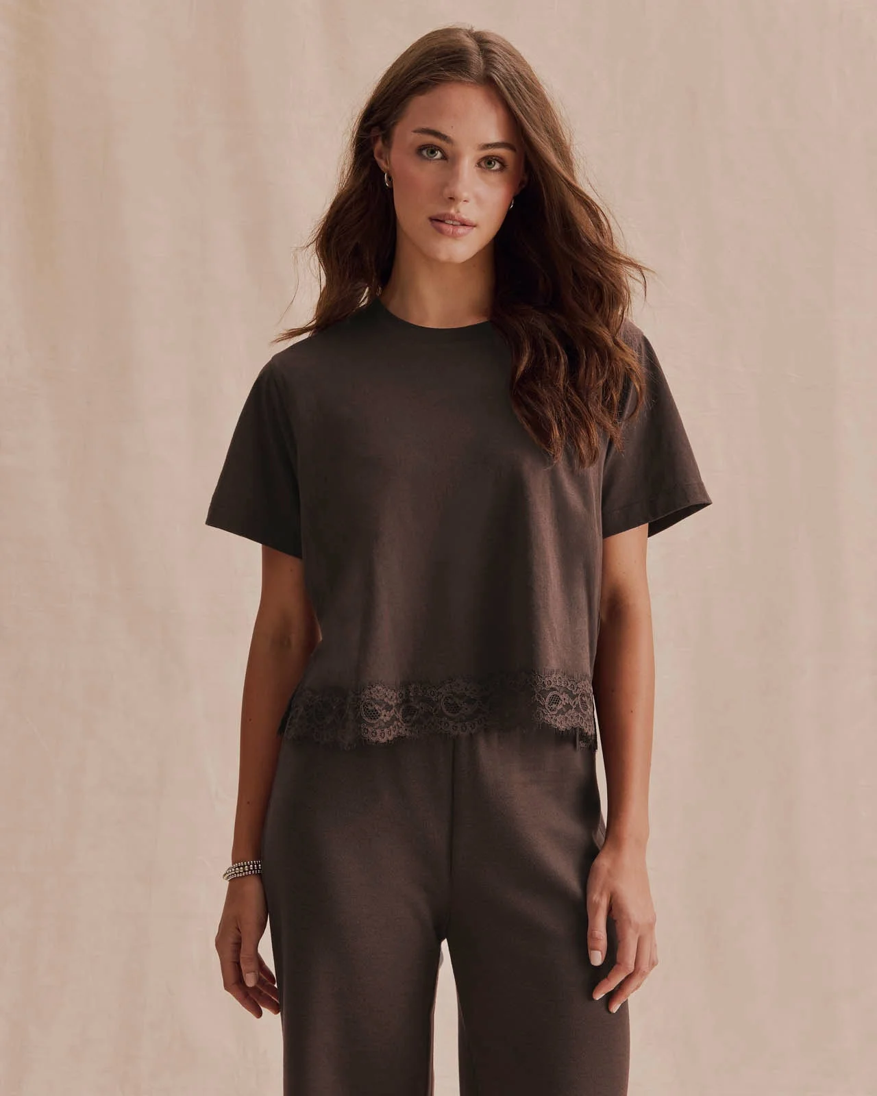 Lainey Lace Trim Short Sleeve Tee - 1