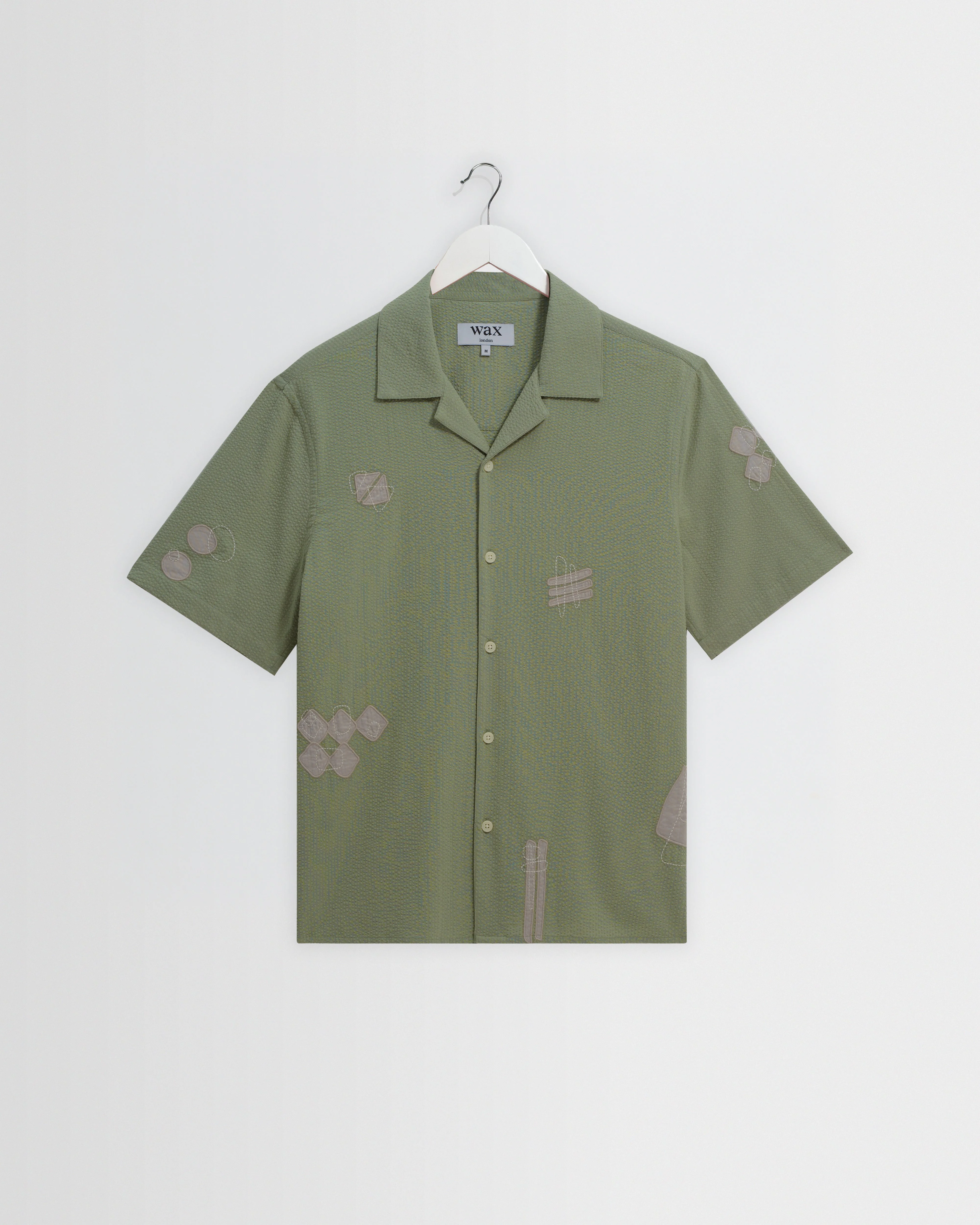 Didcot - Sage And Ecru Scribble Applique Short-Sleeve Shirt - 1