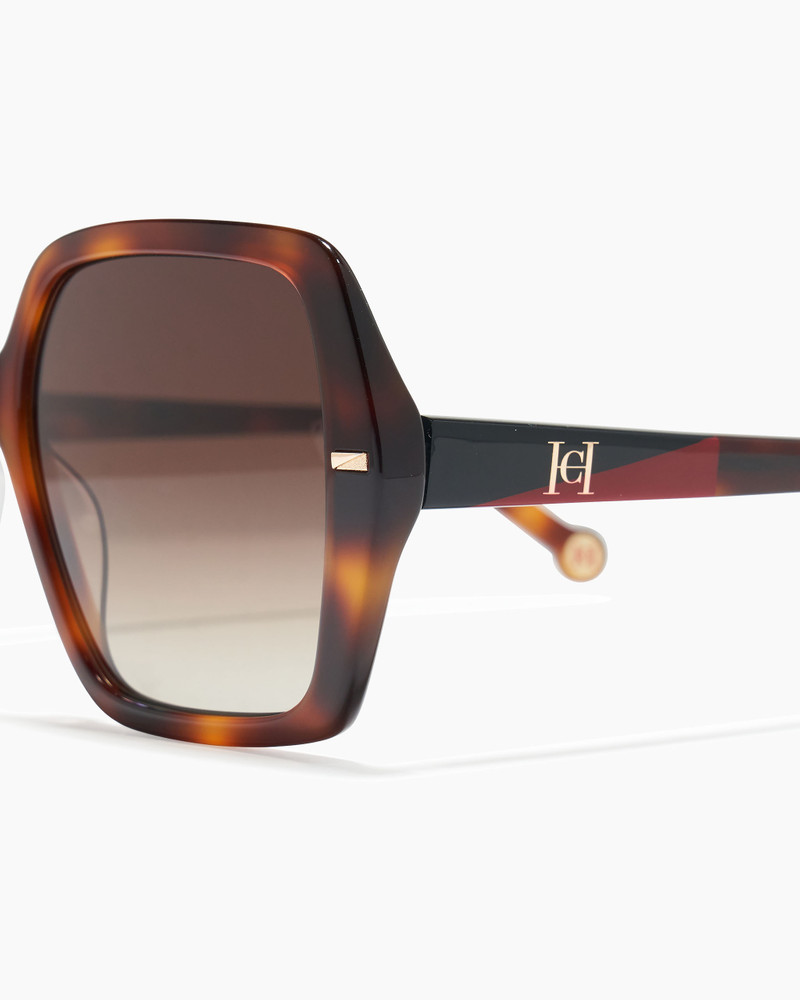 CAROLINA HERRERA Hexagonal Sunglasses with Contrast Temples outlook