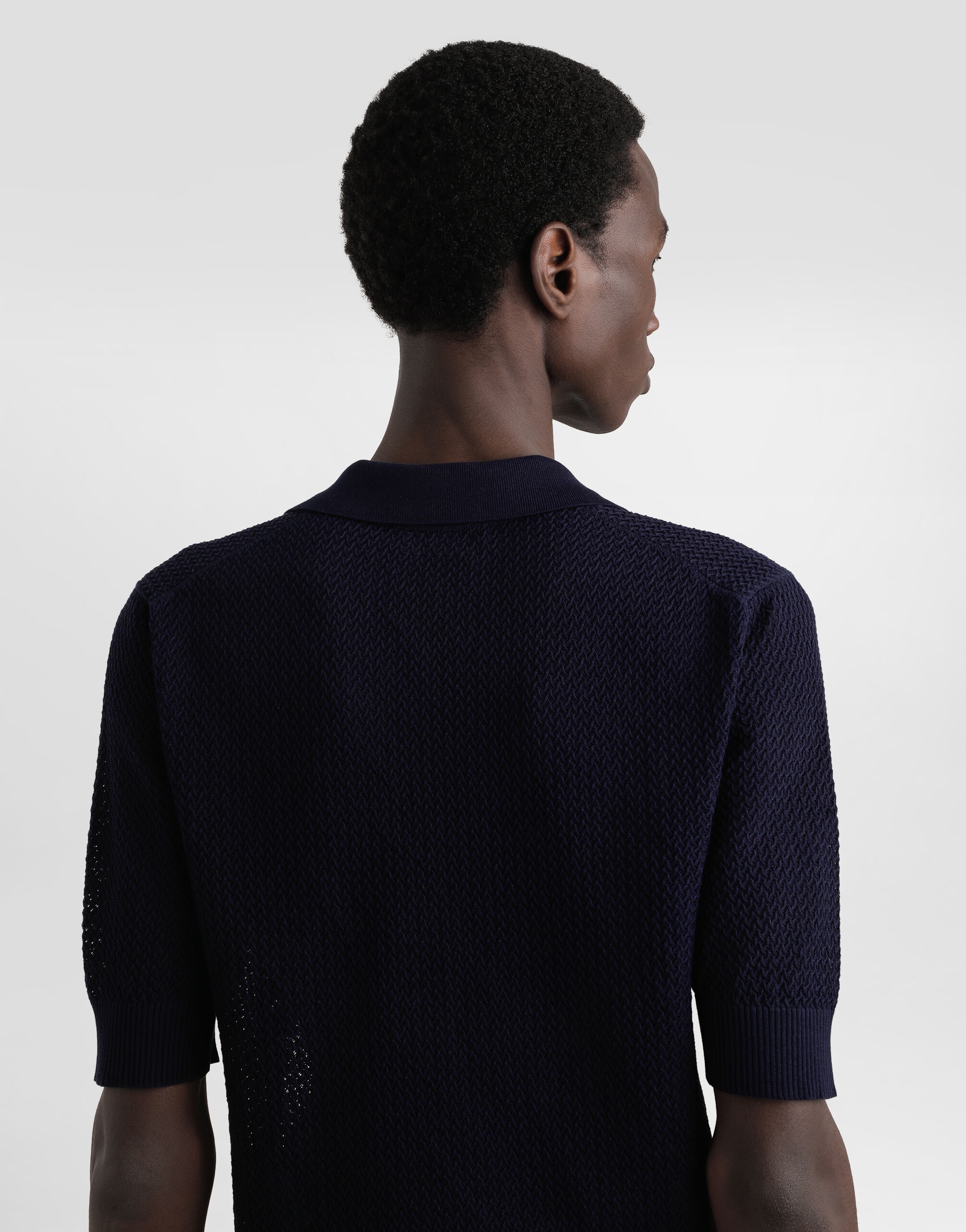 Micro-pattern cotton polo shirt - 5
