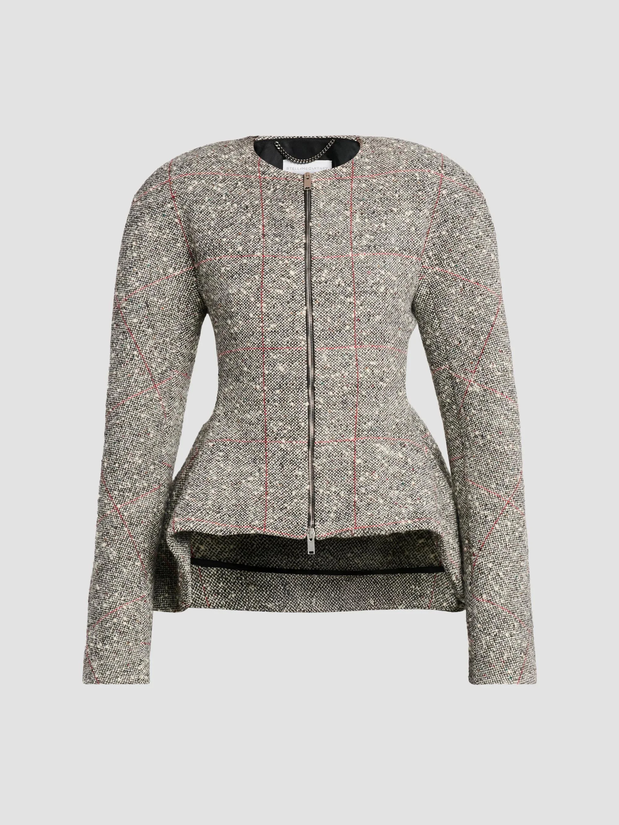 Women's Speckled Peplum Jacket - Multicolor Grey - 1