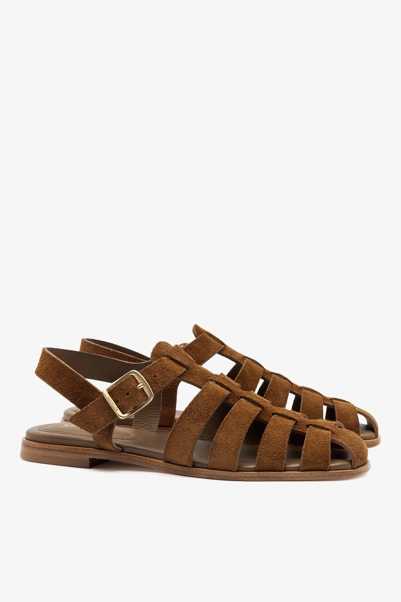 Stevie Flat Sandal In Russet Suede 3