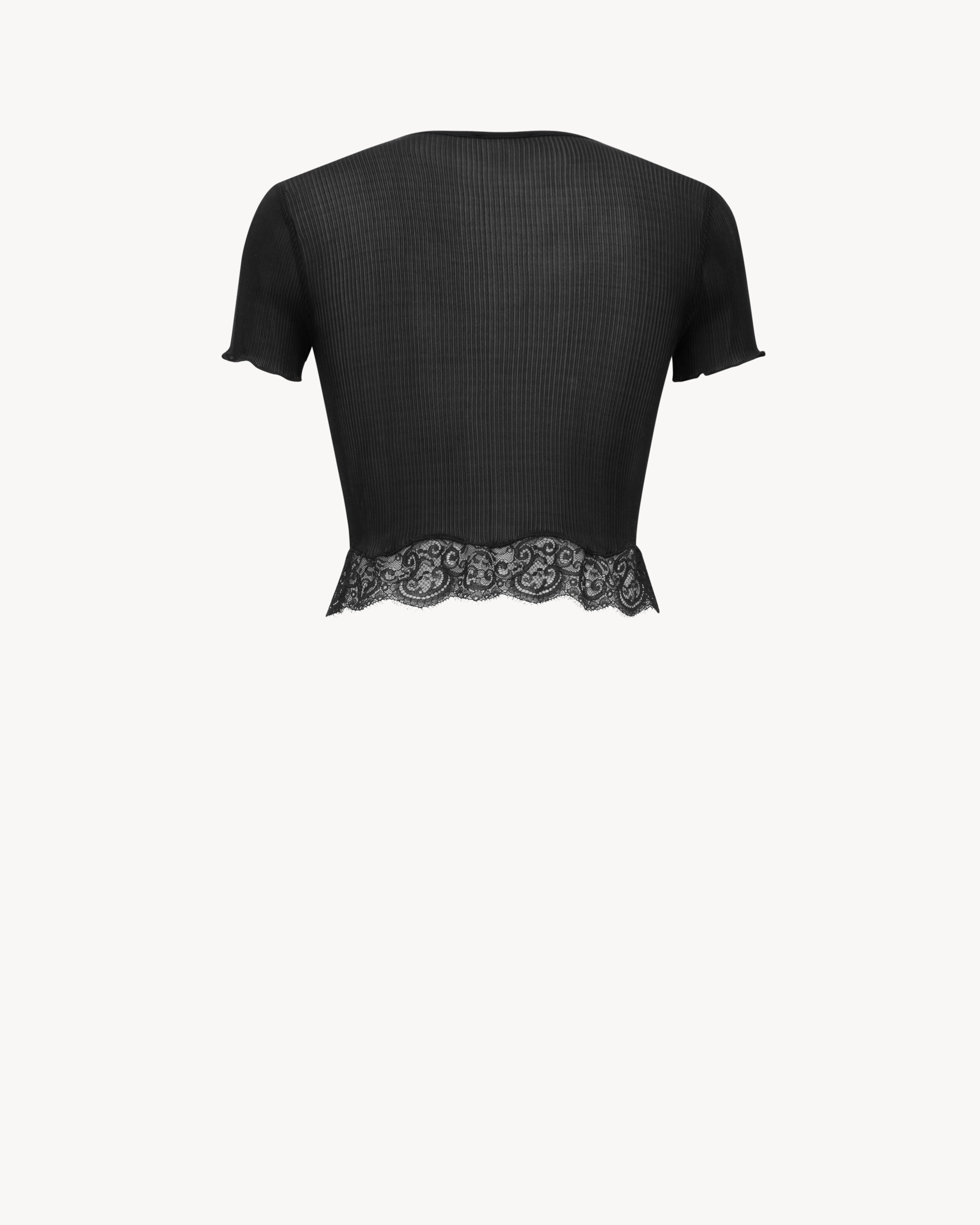 LACED T-SHIRT IN RIBBED SILK - 3