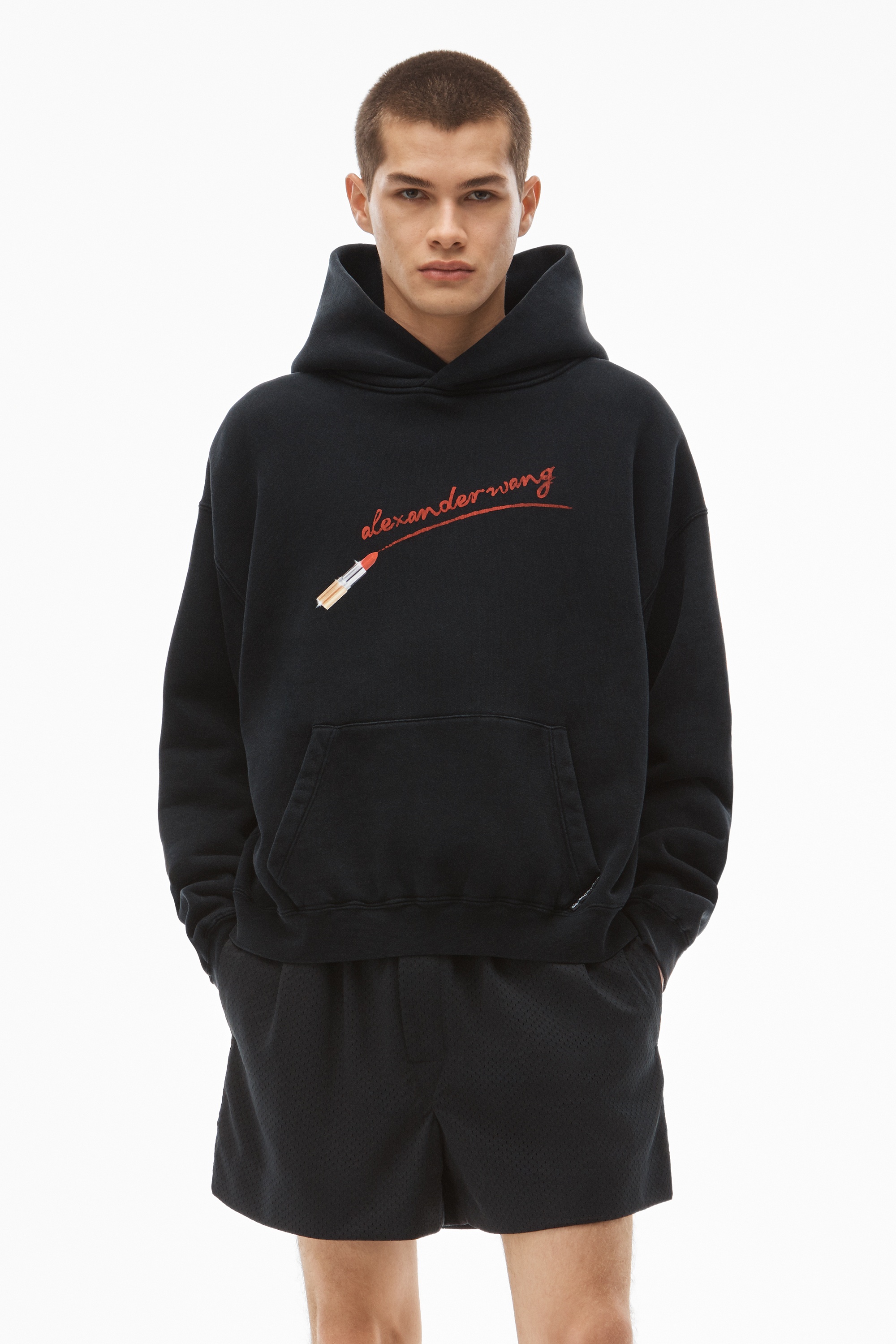 HOODIE WITH LIPSTICK GRAPHIC IN TERRY - 3