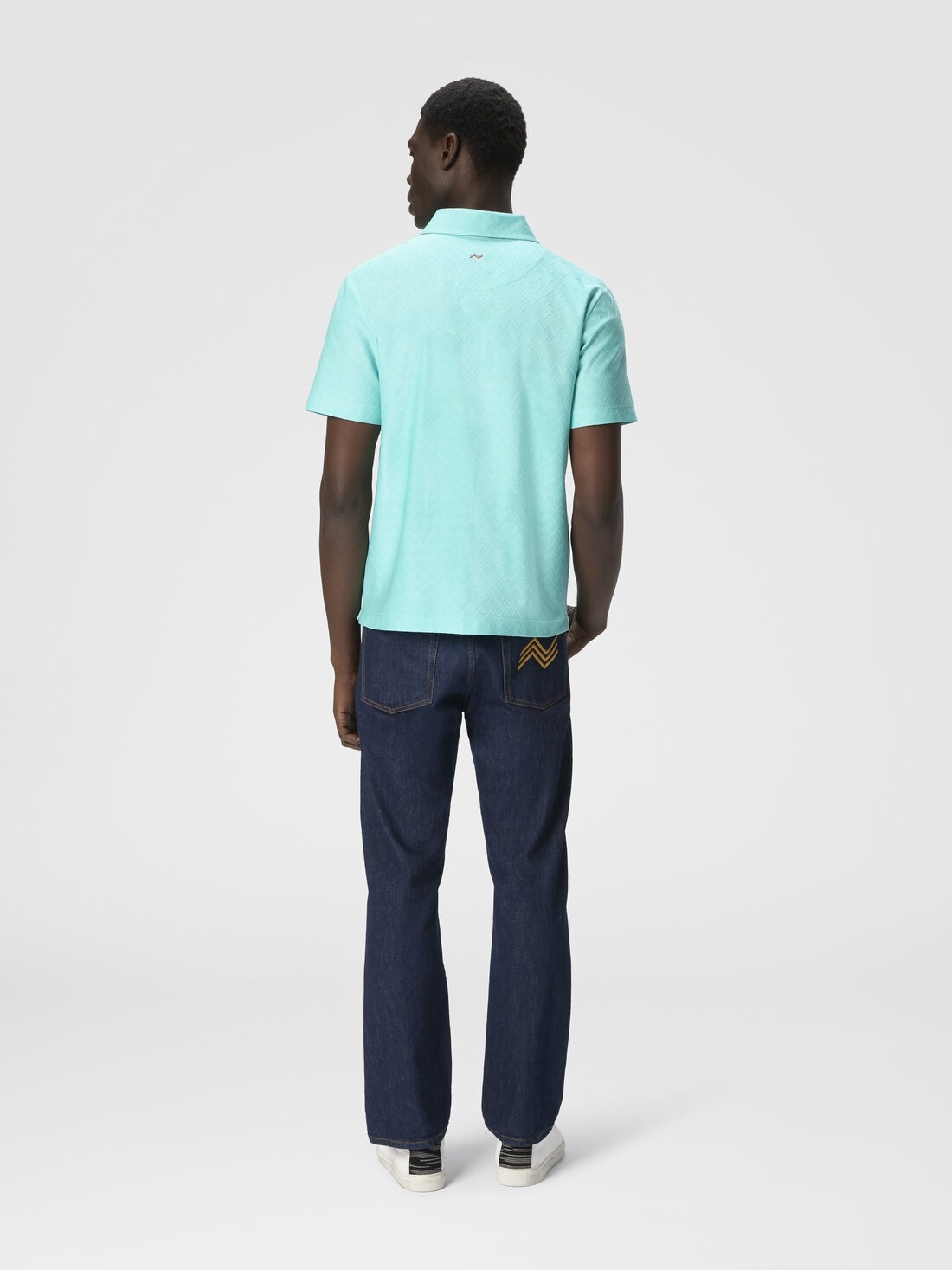 Tonal zigzag cotton jersey polo shirt - 3