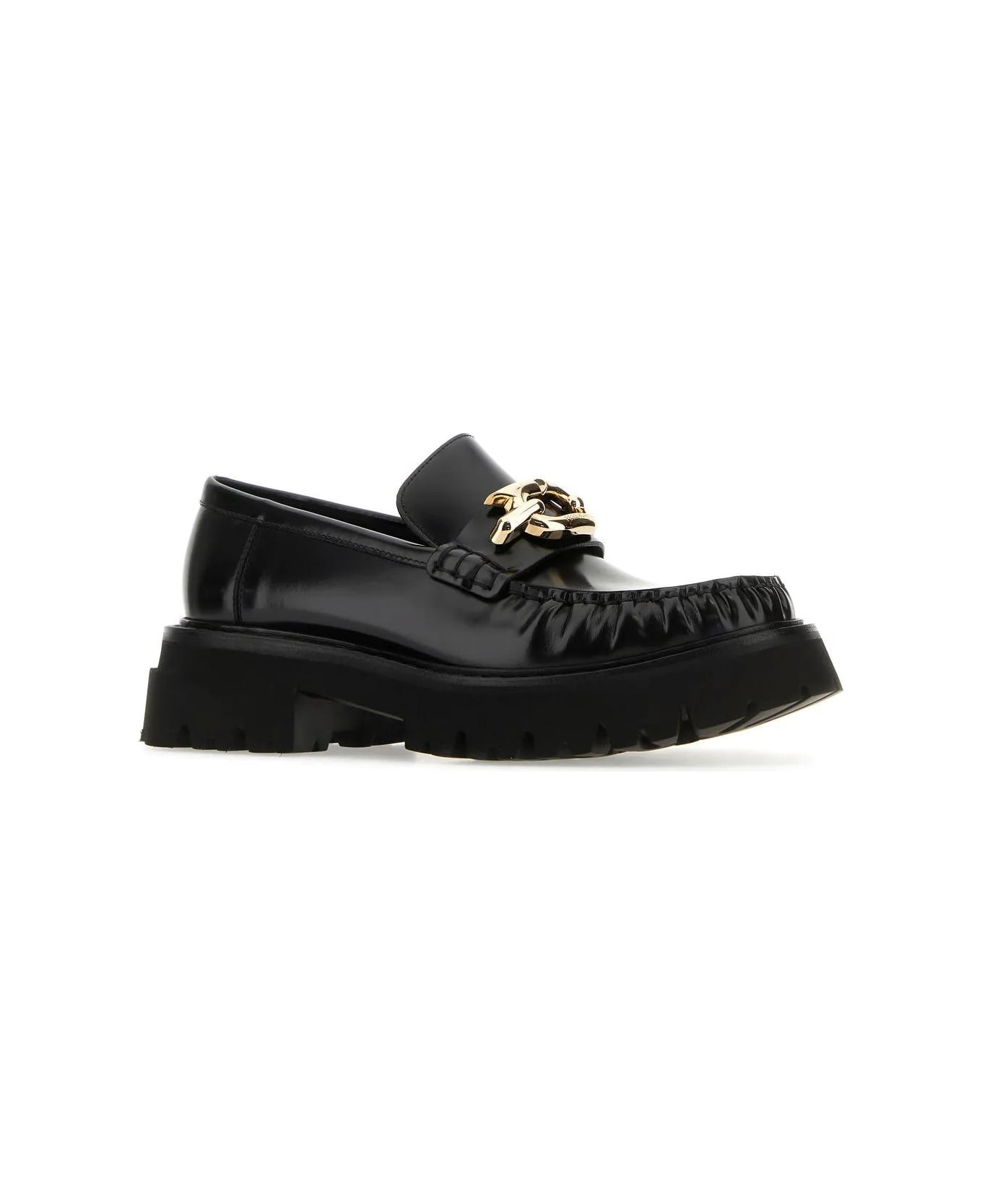 Black Leather Ingrid Loafers - 2