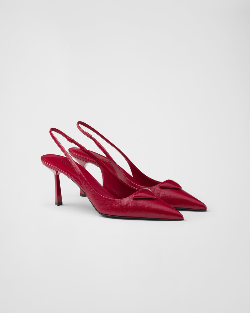 Saffiano patent leather slingback pumps 1