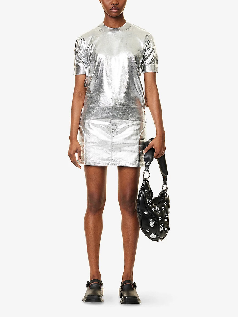 Junya Watanabe Junya Watanabe x Comme des Garçons Metallic-Panel Short-Sleeve Silk Jumper outlook