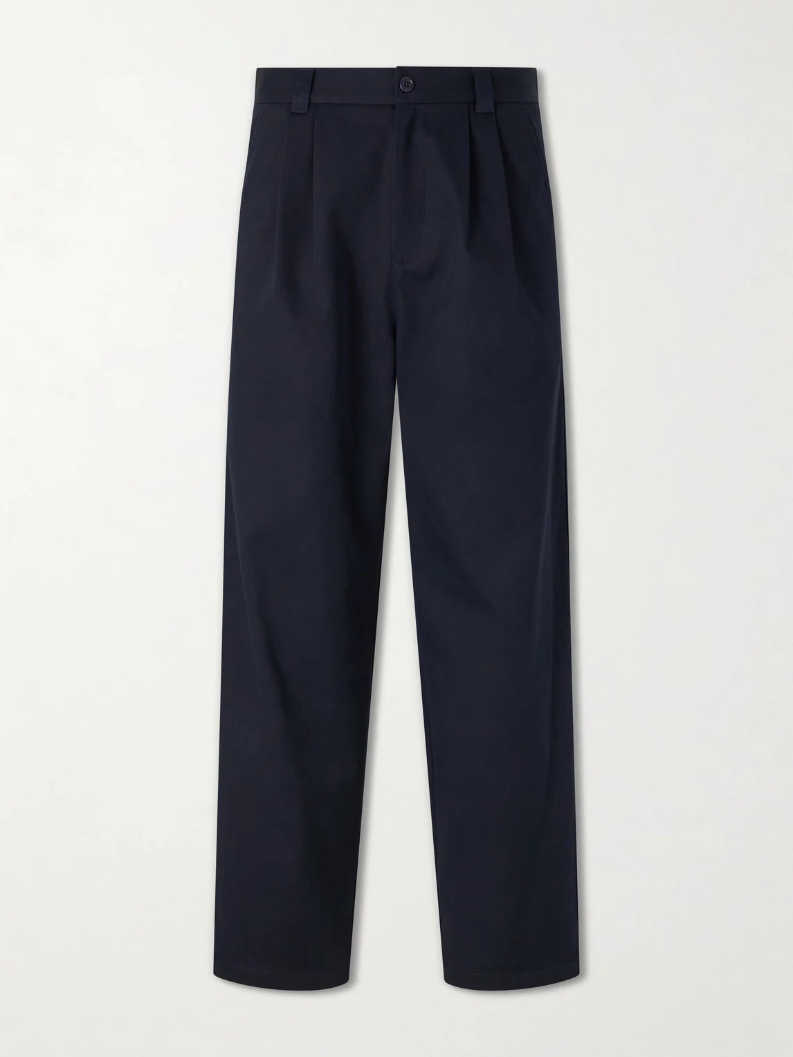 Ricky Straight-Leg Pleated Organic Cotton Trousers - 1