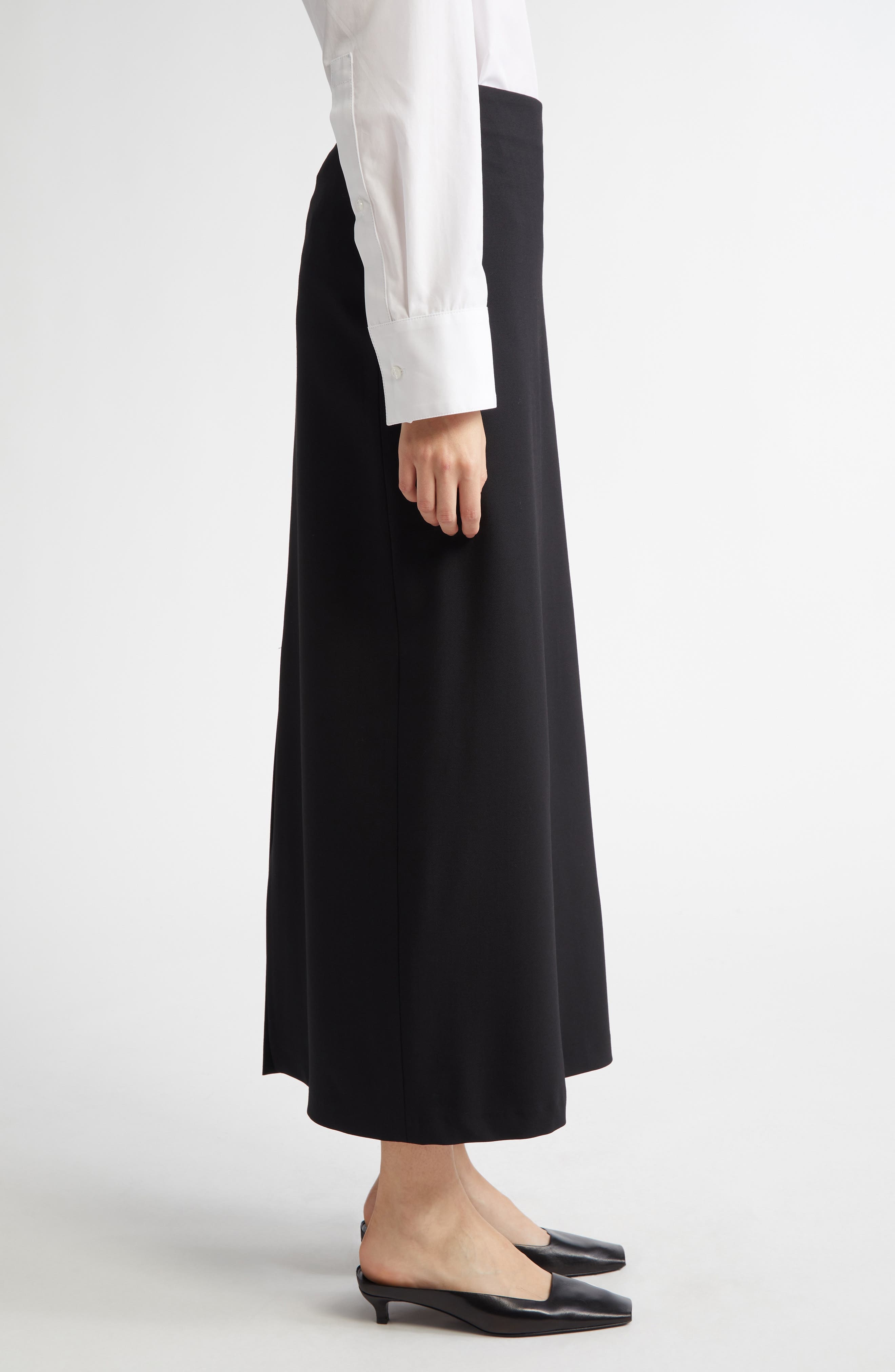 LOULOU DE SAISON Samos Stretch Wool Grain de Poudre Pencil Skirt in Black at Nordstrom - 4