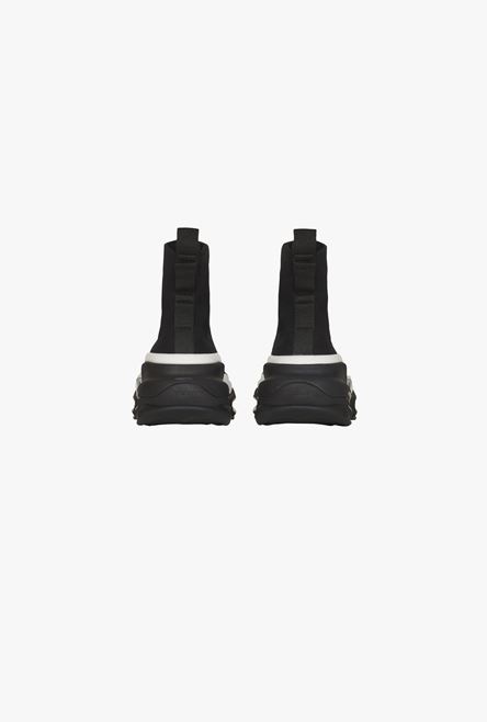 Exclusive - Black and white knit and suede B-Bold high-top sneakers - 3