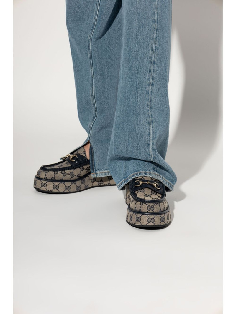 GUCCI 55mm Horsebit wedge loafers outlook