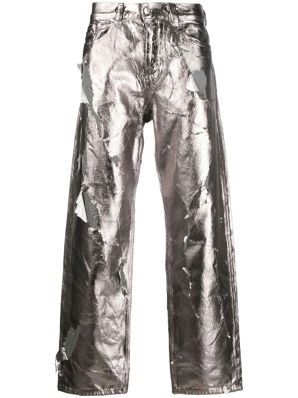 metallic-coated straight-leg jeans - 1