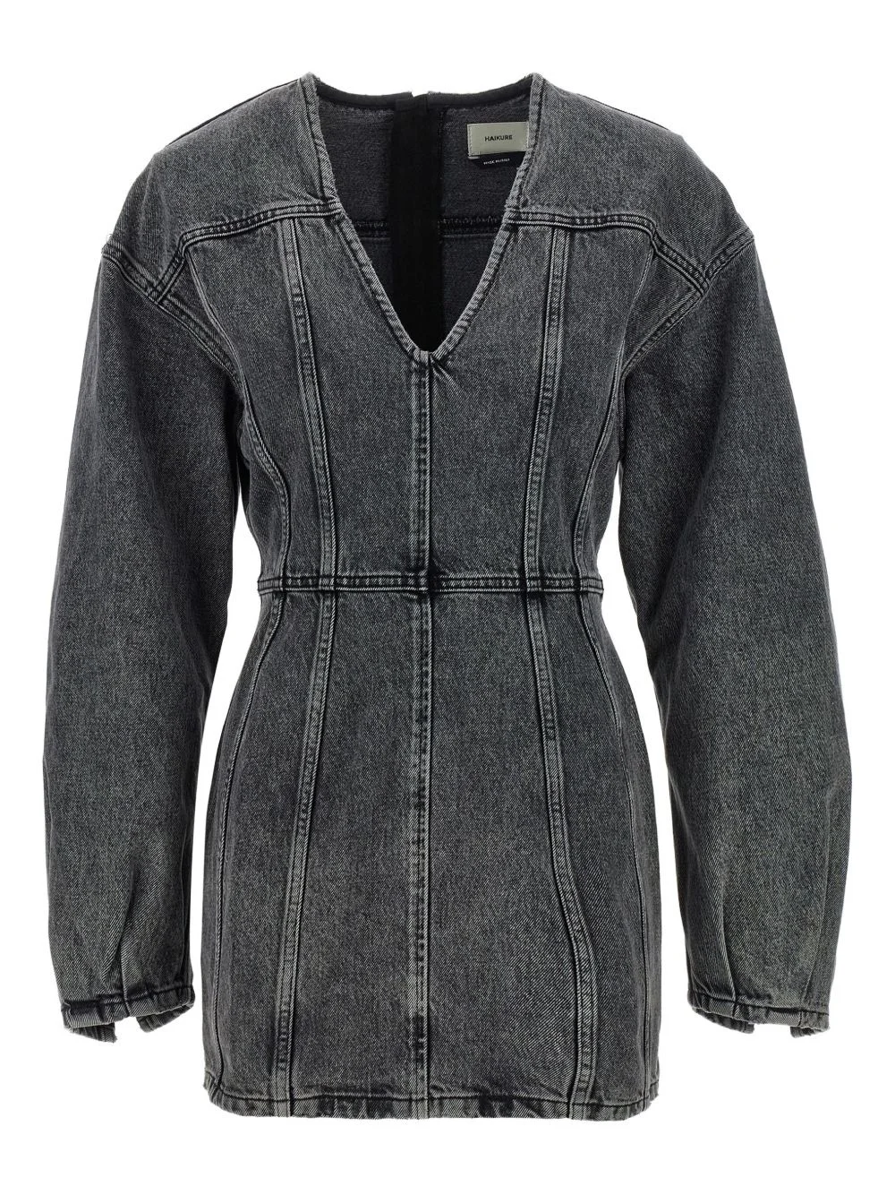 V-neck denim mini dress - 1