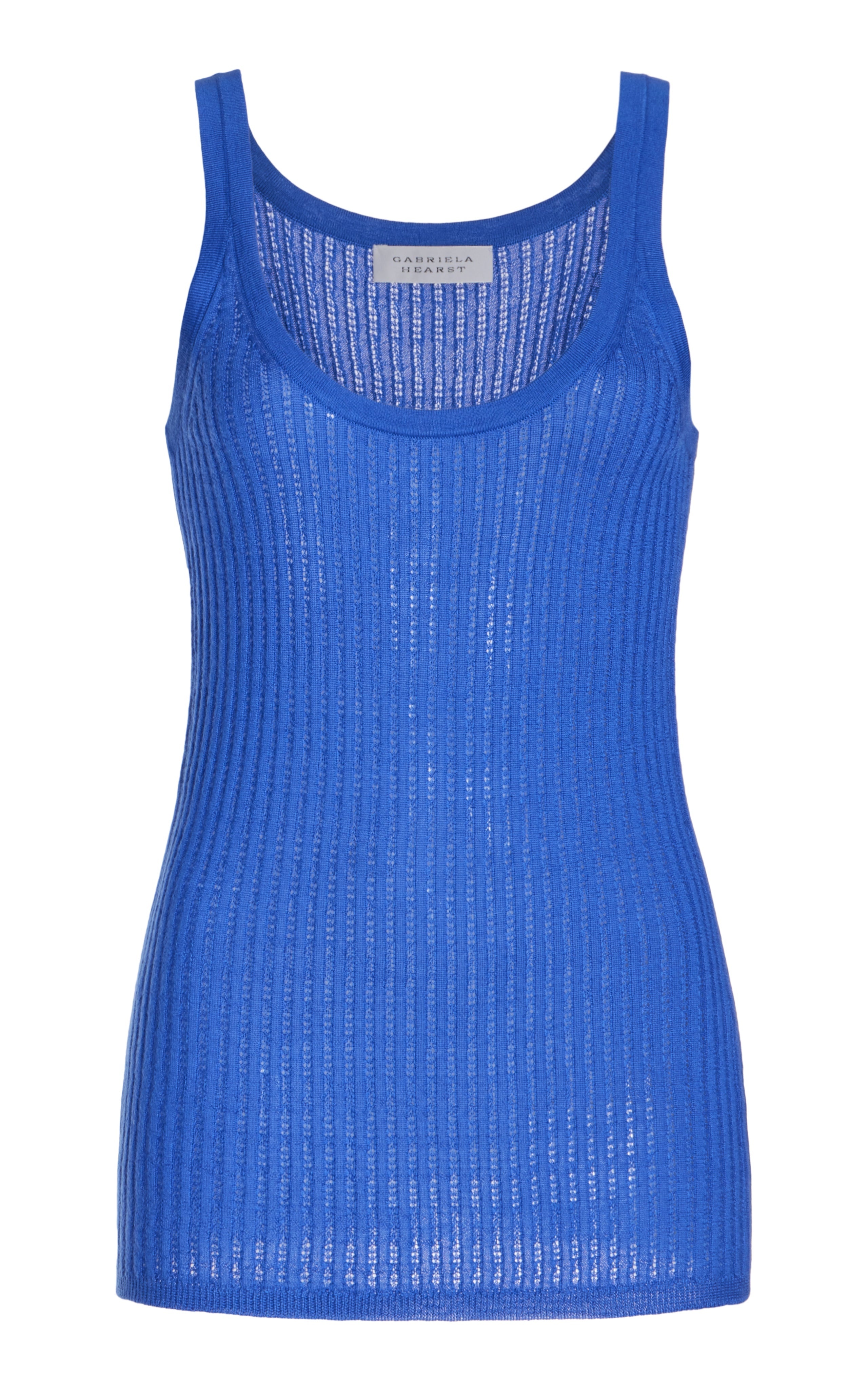 Nevin Pointelle Tank in Sapphire Silk Cashmere - 1