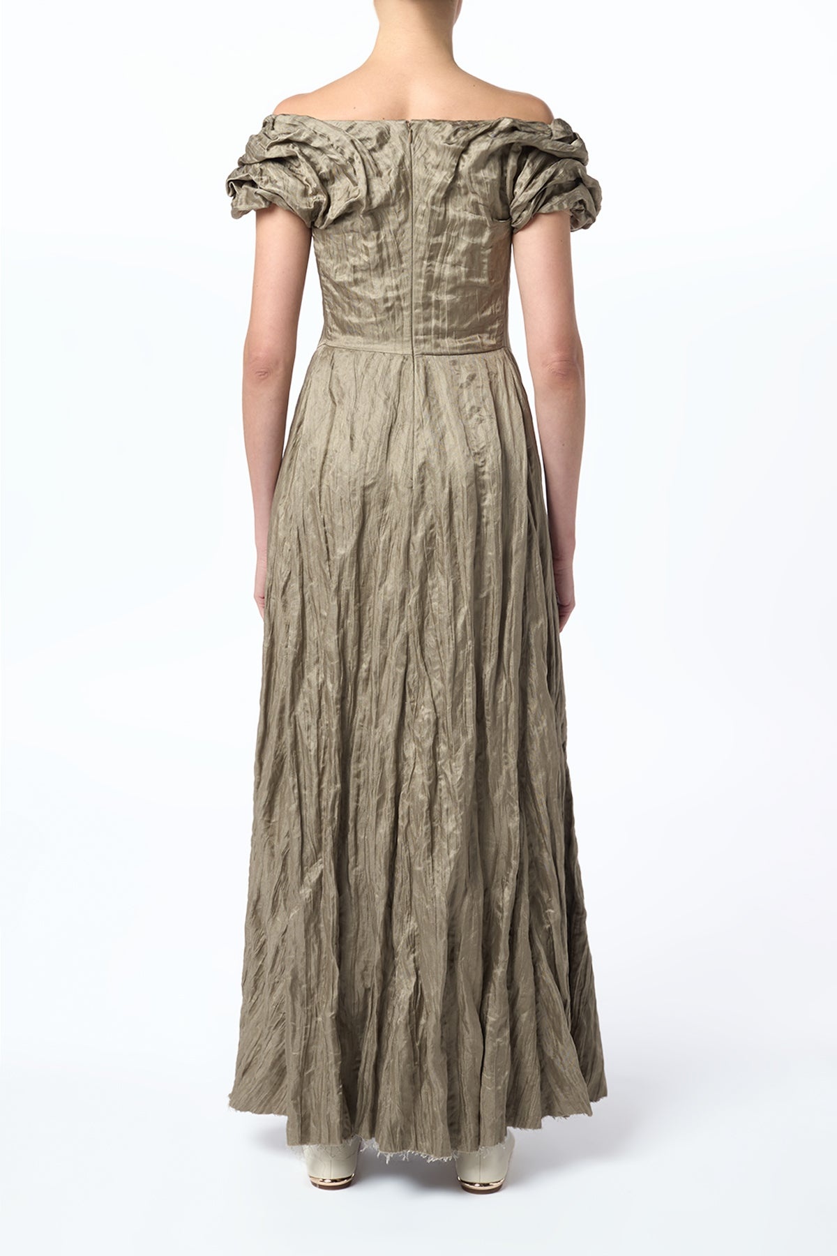 Juniper Maxi Dress in Gunmetal Metallic Silk - 5
