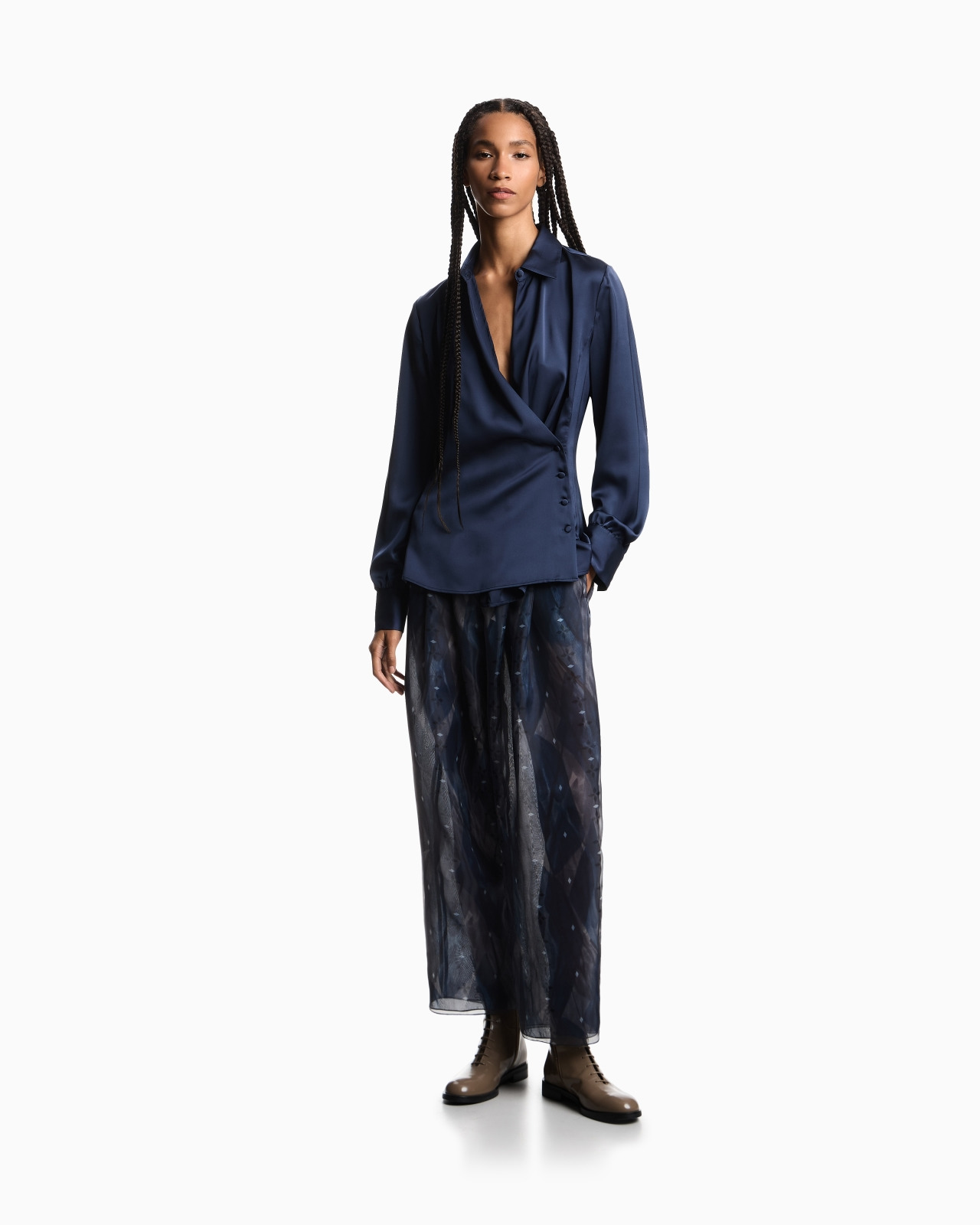 SATIN CRÊPE WRAP SHIRT - 2