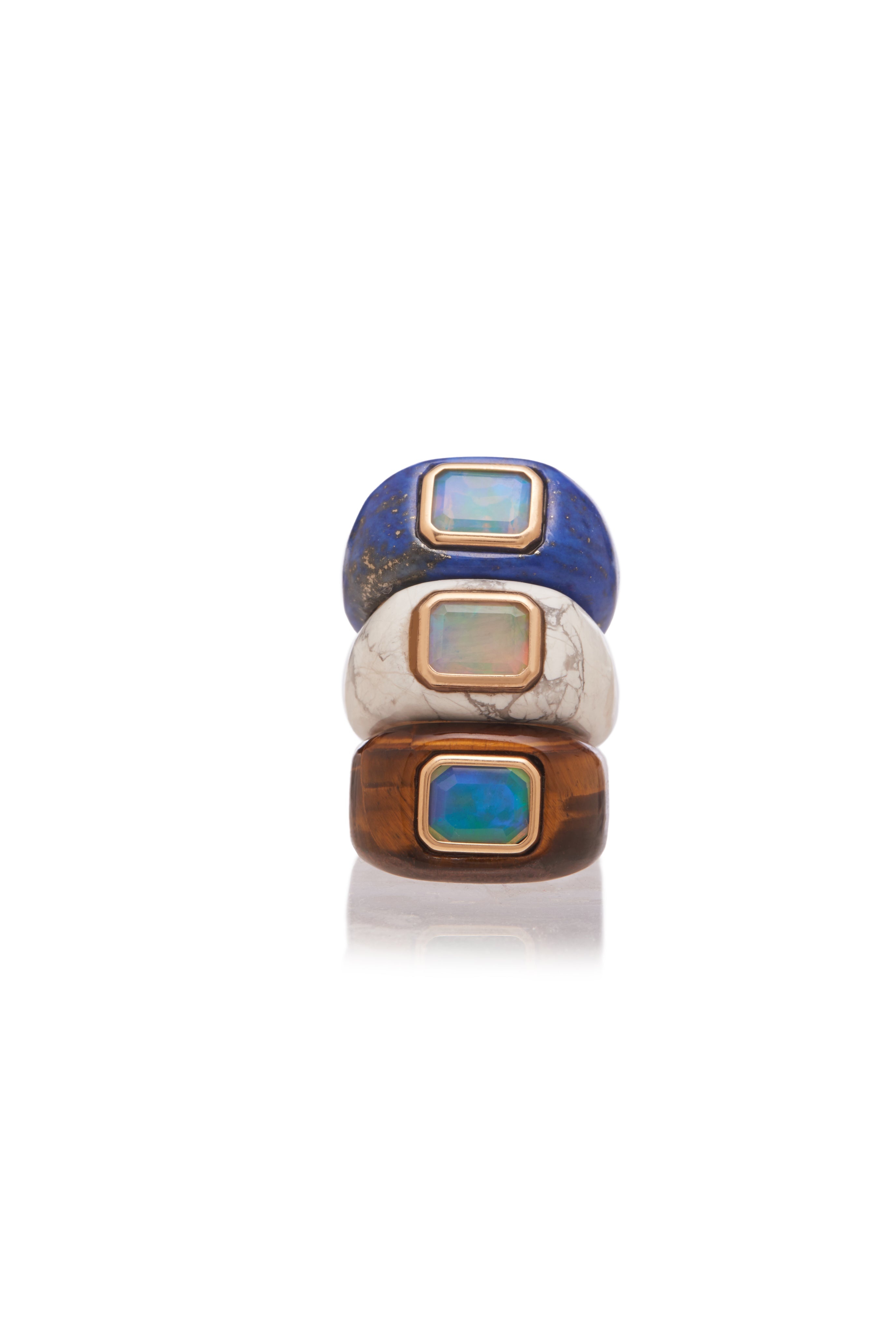 Medium Ring in Tigers Eye & Opal - 2