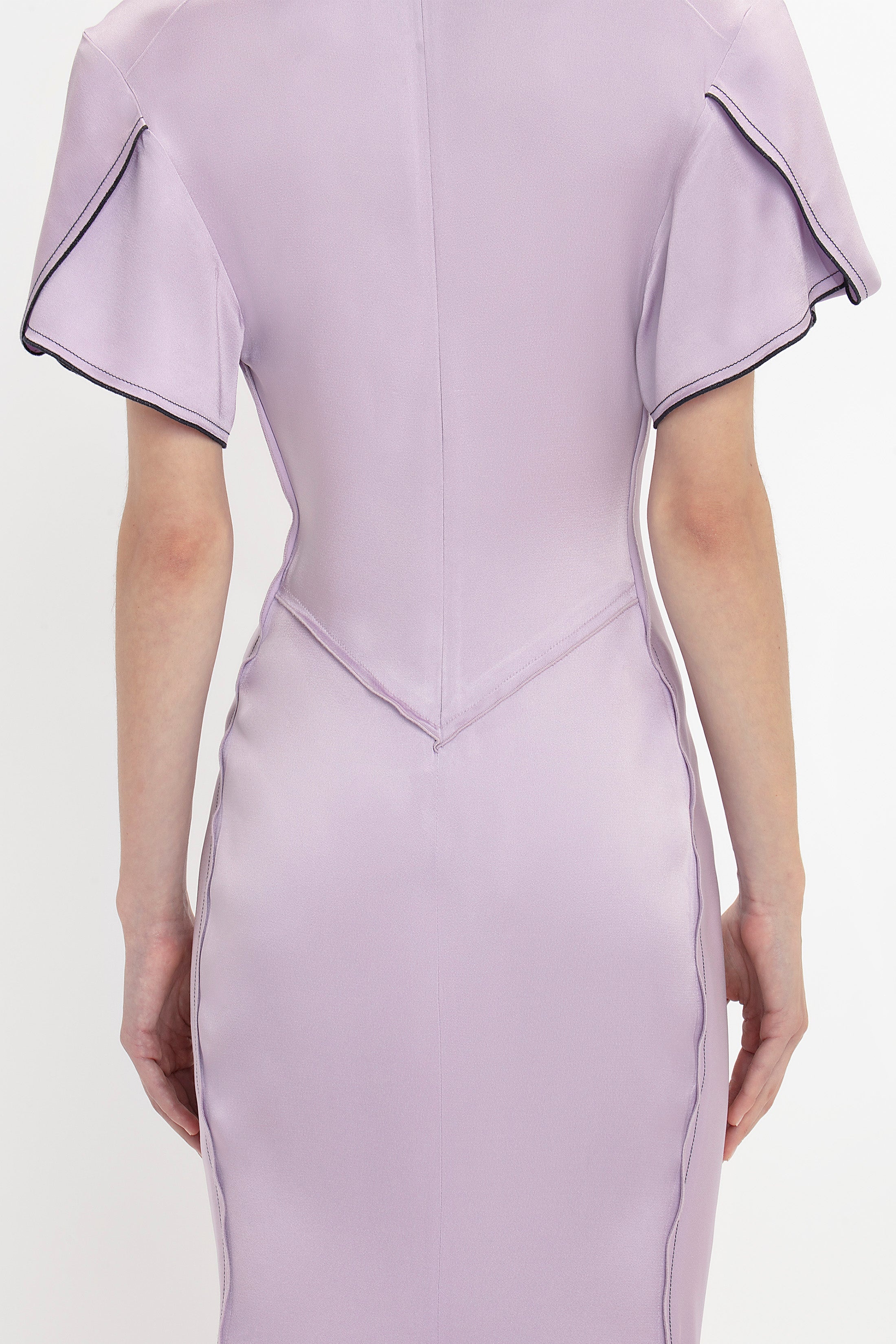 Gathered V-Neck Midi Dress In Petunia - 6