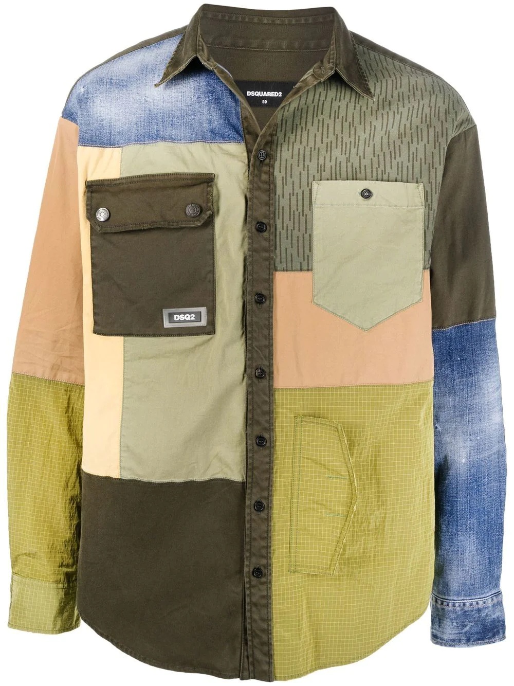 military patchwork shirt jacket - 1