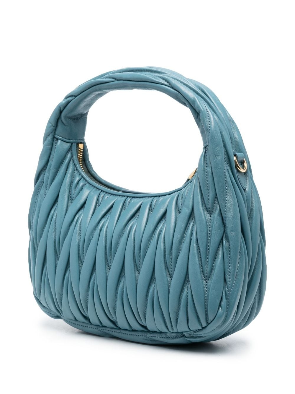 Miu Wander Small Matelasse Shoulder Bag in Blue - Miu Miu