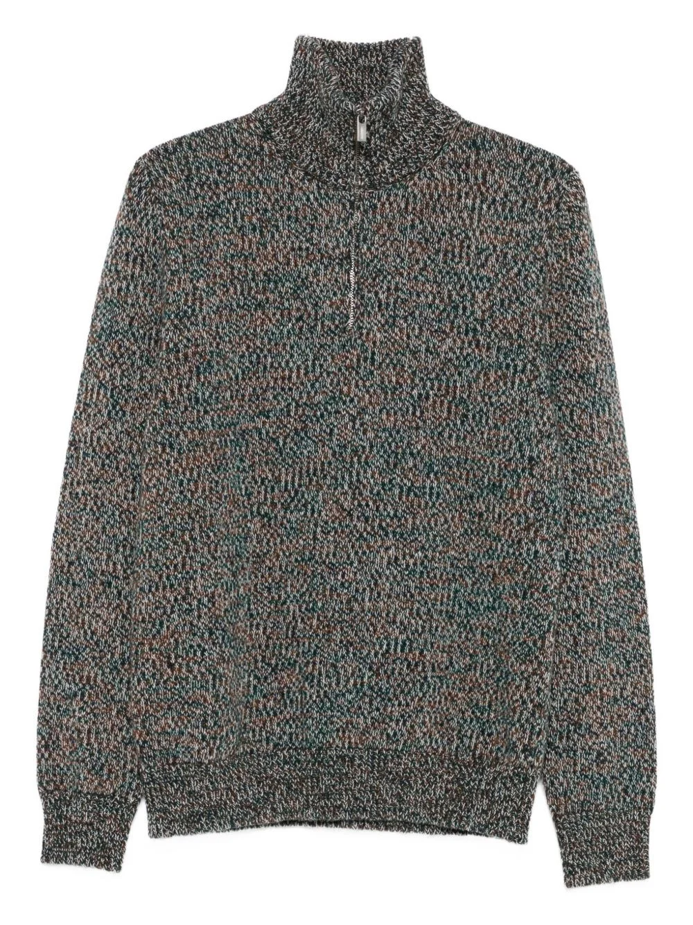 high-neck zip-front sweater - 1