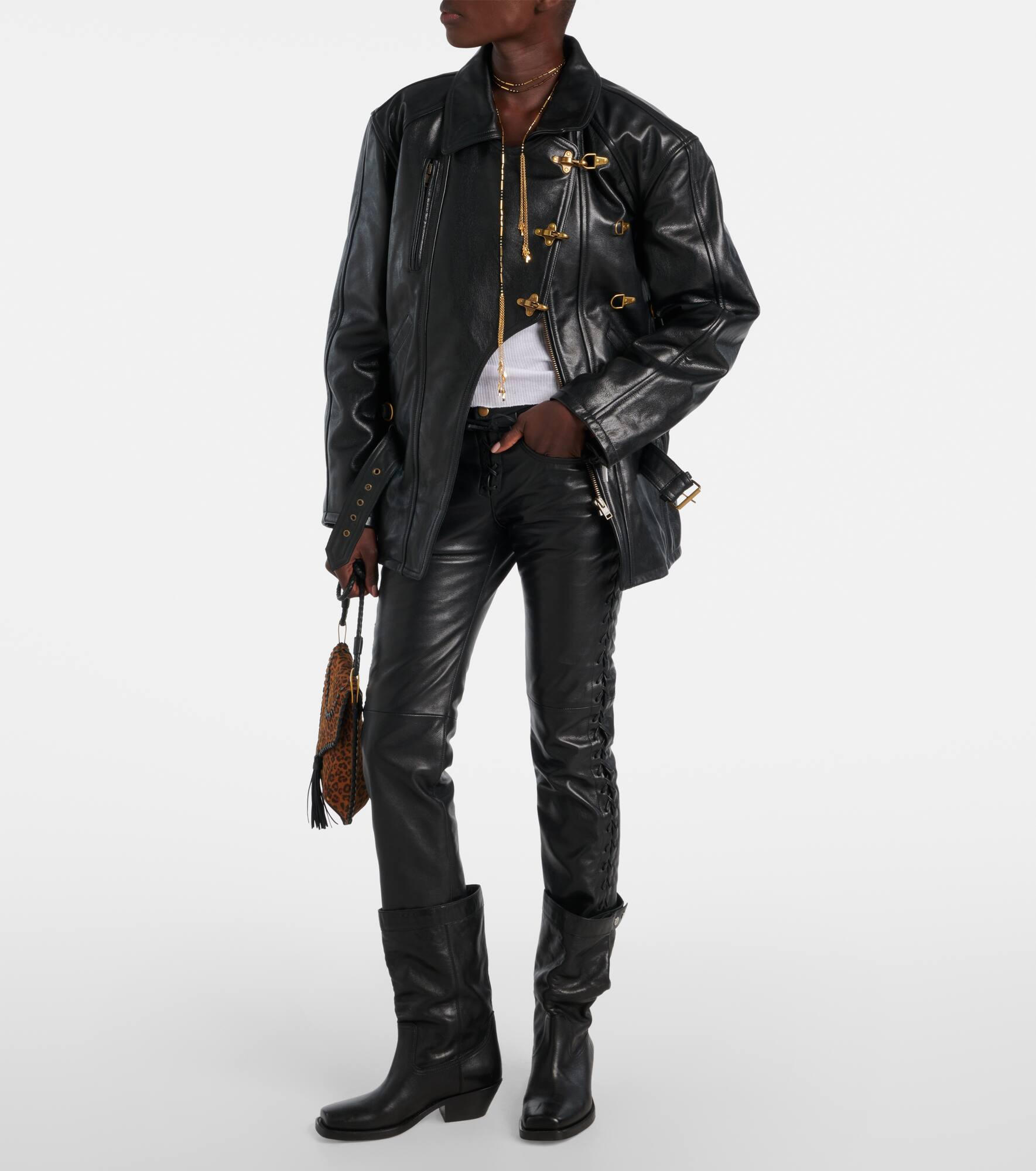 Caitlyn belted leather jacket - 2