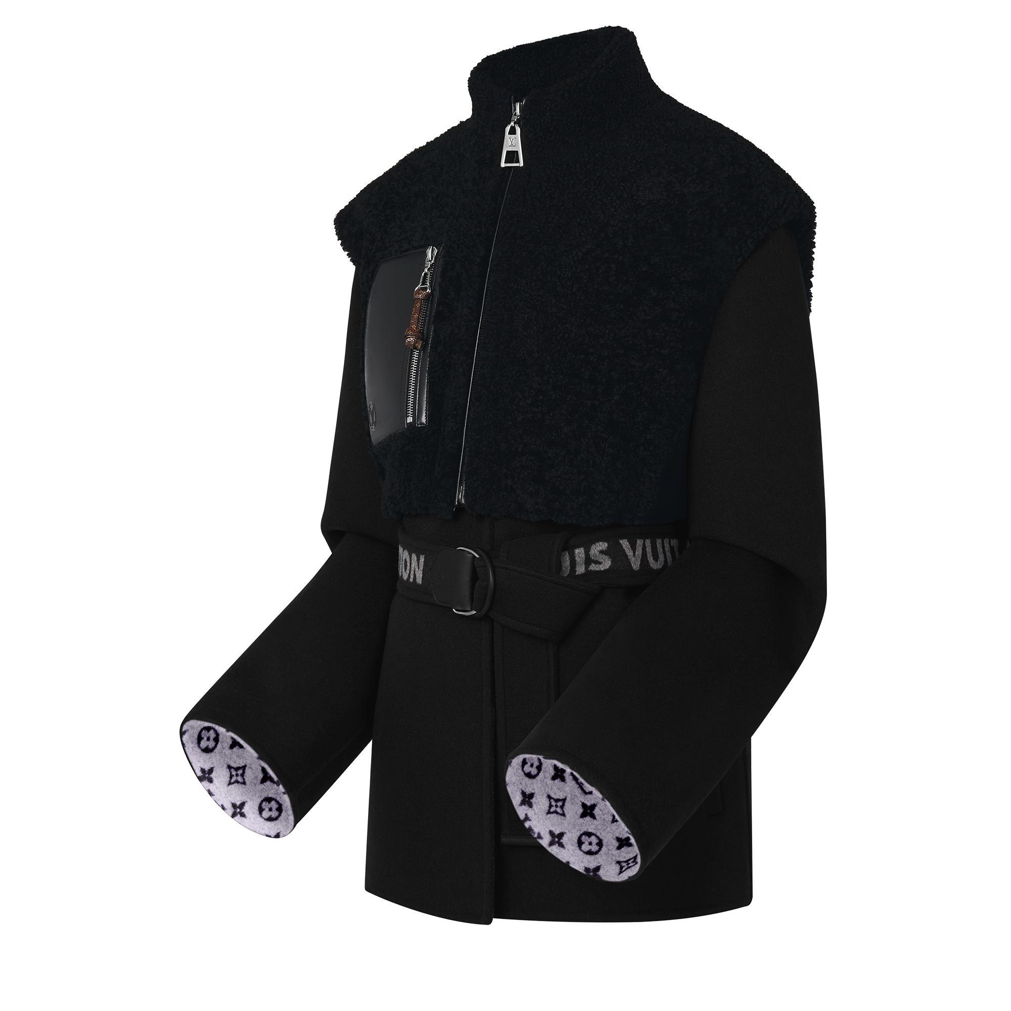 Shearling Gilet Wrap Pea Coat - 2