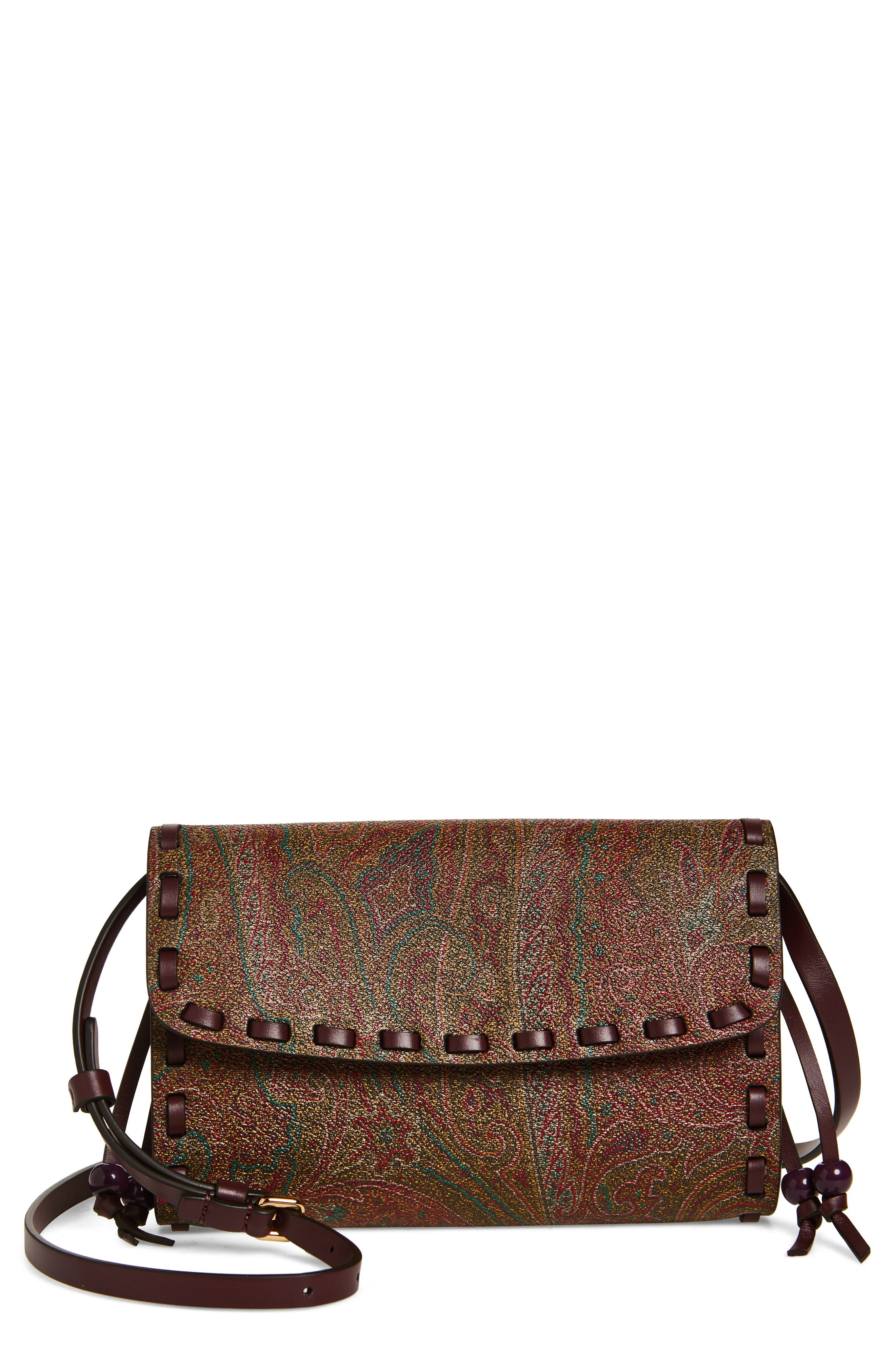 Etro Vulcano Arnica Coated Crossbody Bag in Vino at Nordstrom - 1
