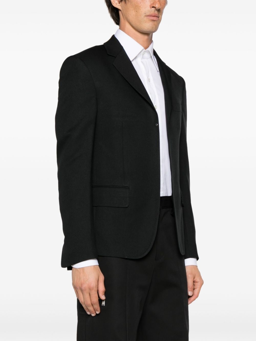 open-front twill blazer - 3
