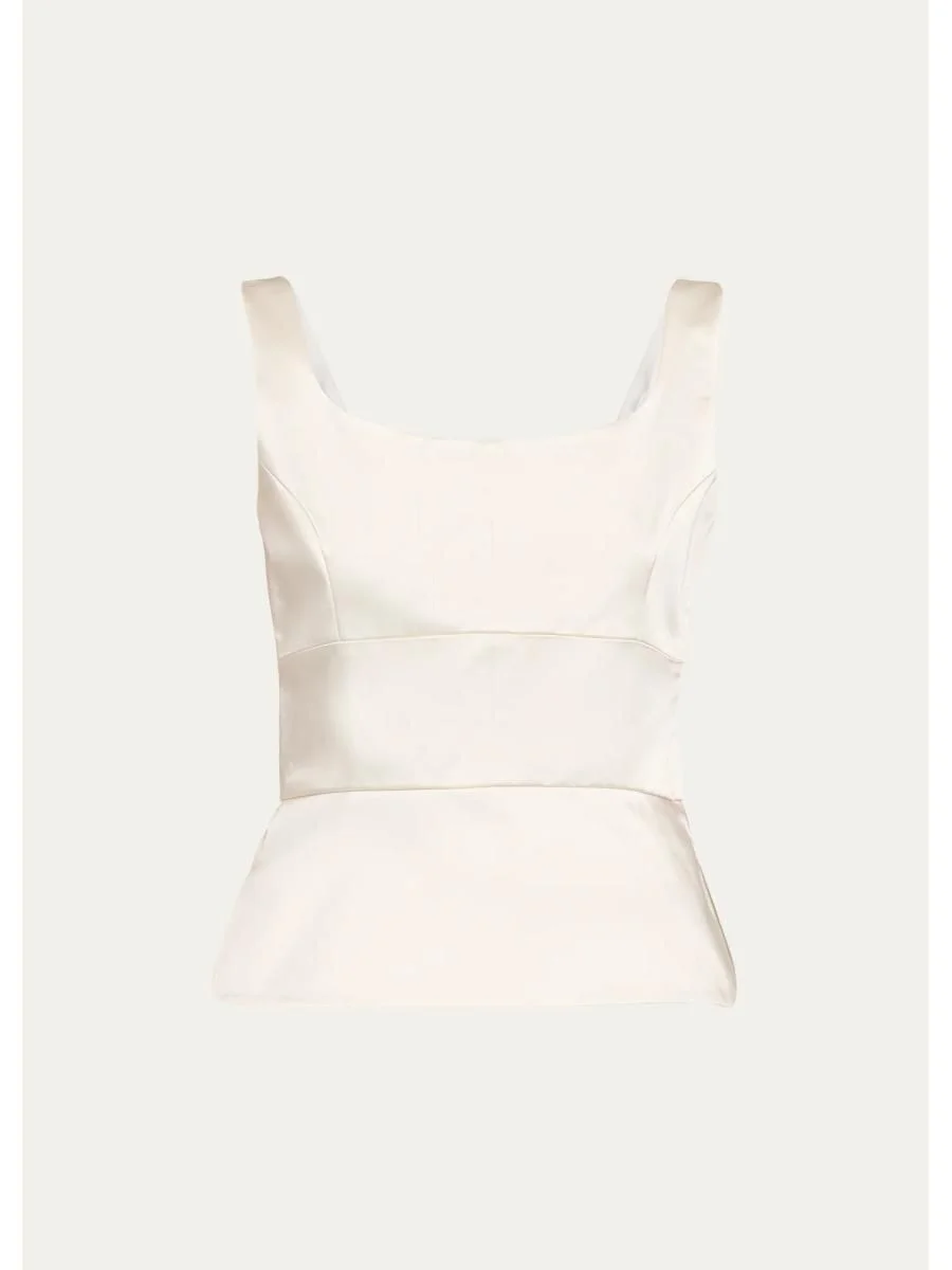 Sleeveless Satin Peplum Bodice Top - 1