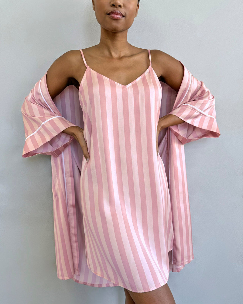 Cabana Stripe Satin Silk Chemise 6
