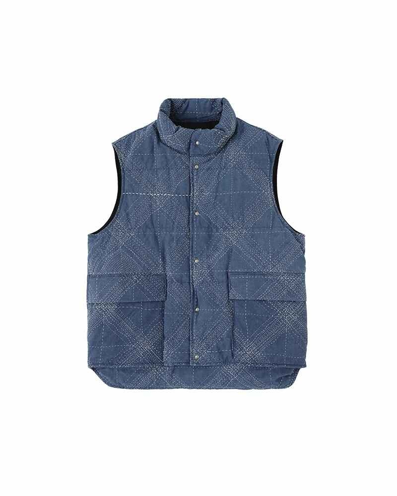 visvim WALKER DOWN VEST SASHIKO INDIGO | REVERSIBLE