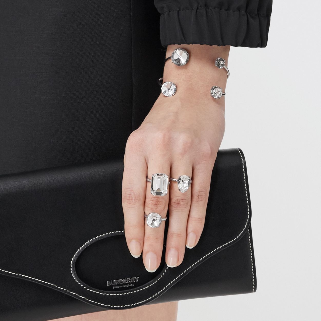 Crystal Detail Palladium-plated Cuff - 3