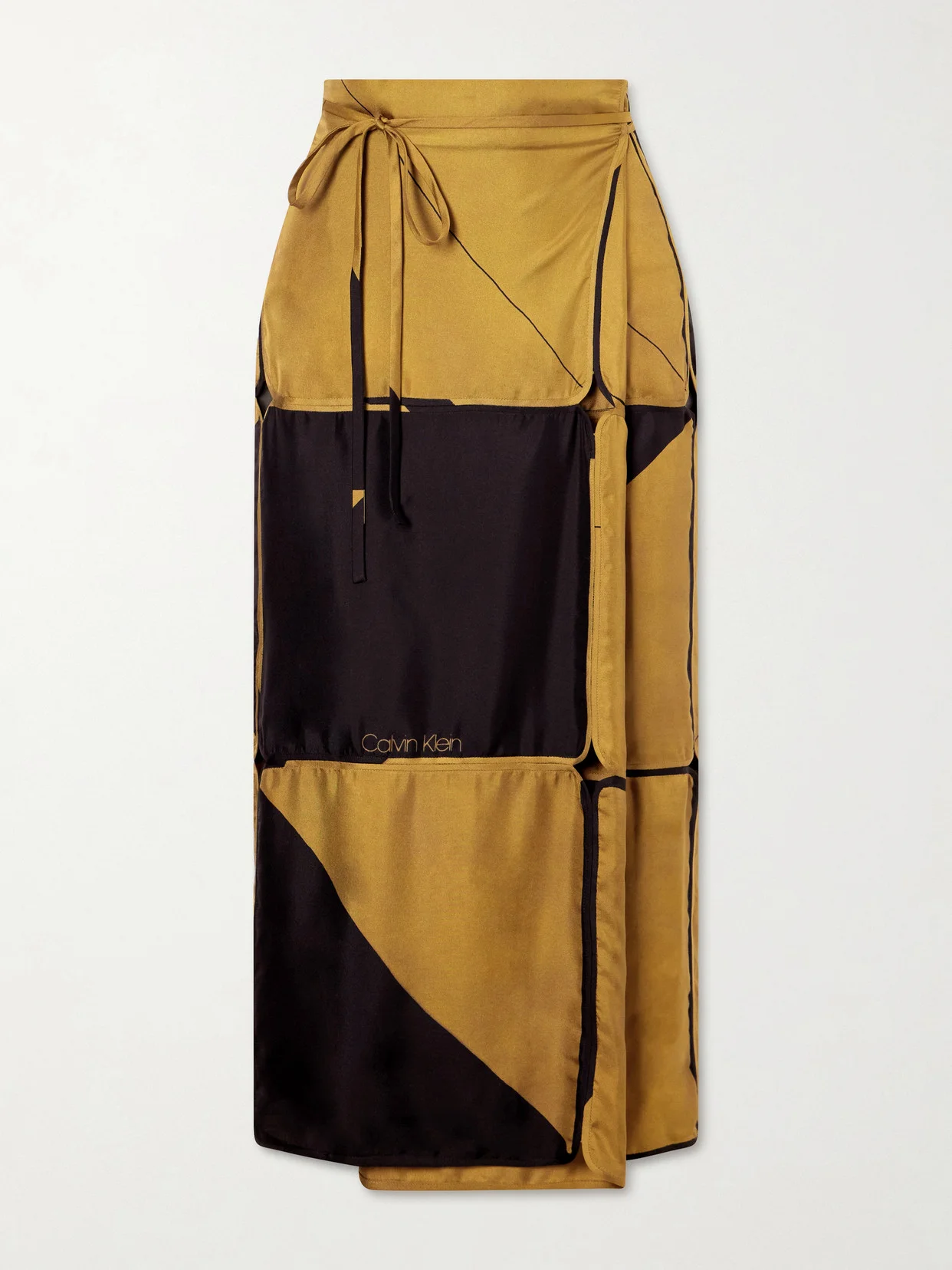 Hallie Patchwork Silk-twill Wrap Midi Skirt - 1