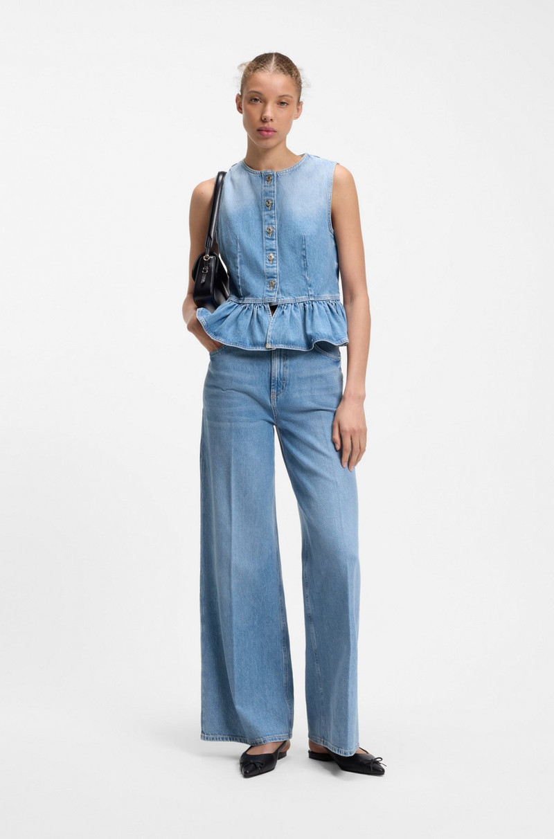 HUGO WIDE-LEG-FIT JEANS IN LIGHT-BLUE DENIM outlook