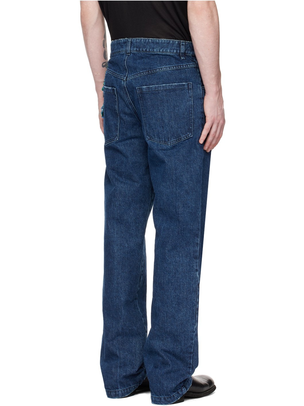 Navy Long Work Jeans - 3