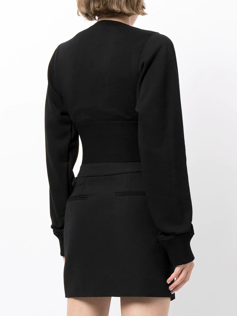 cropped sweatshirt-sleeve top 4