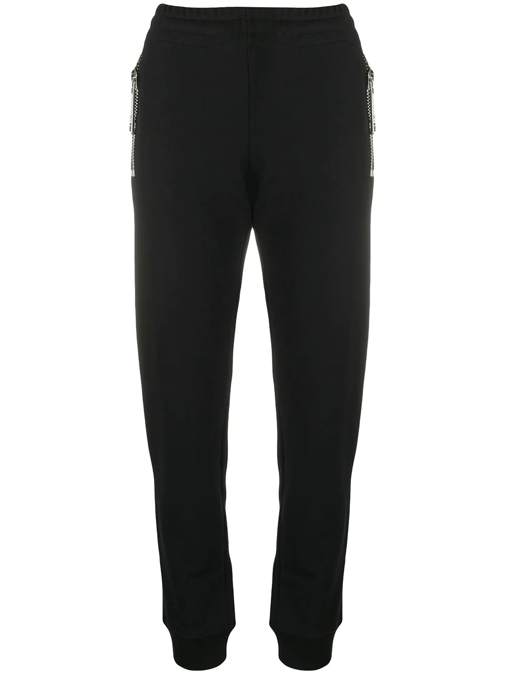 fitted cotton track pants - 1