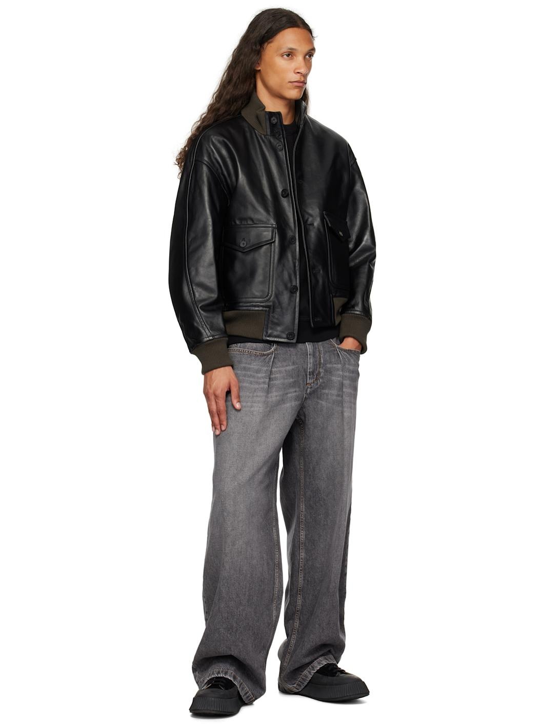 Black A-1 Leather Jacket - 4
