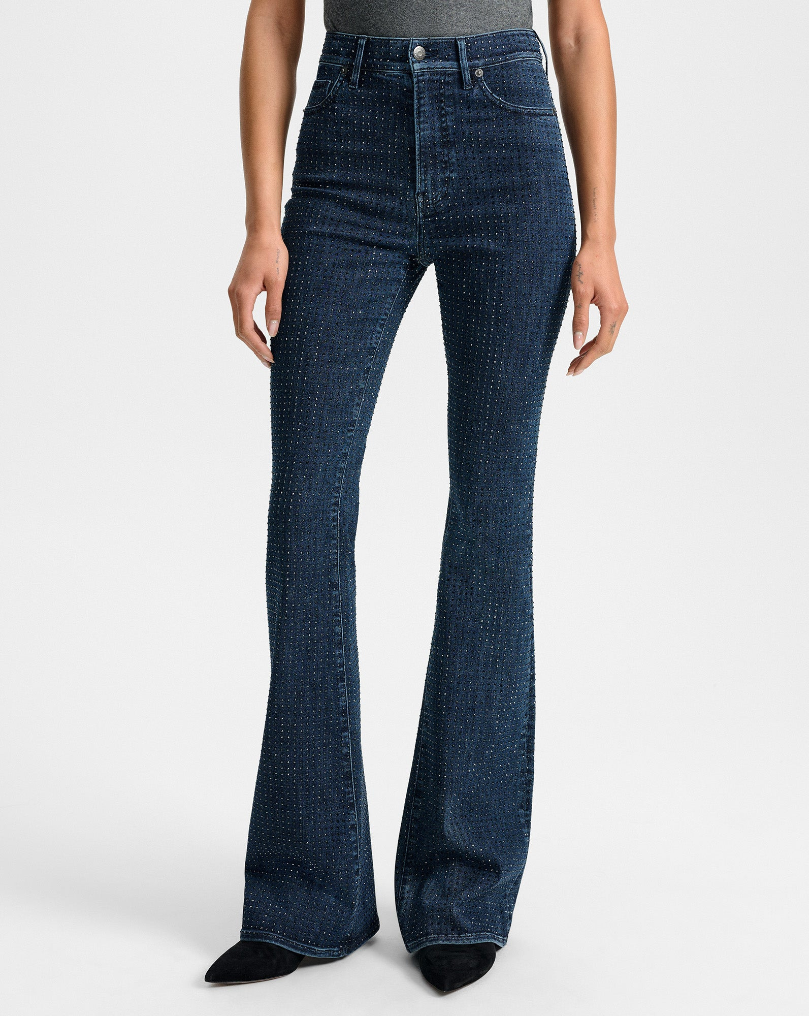 BEVERLY RHINESTONE SKINNY-FLARE JEAN - 3
