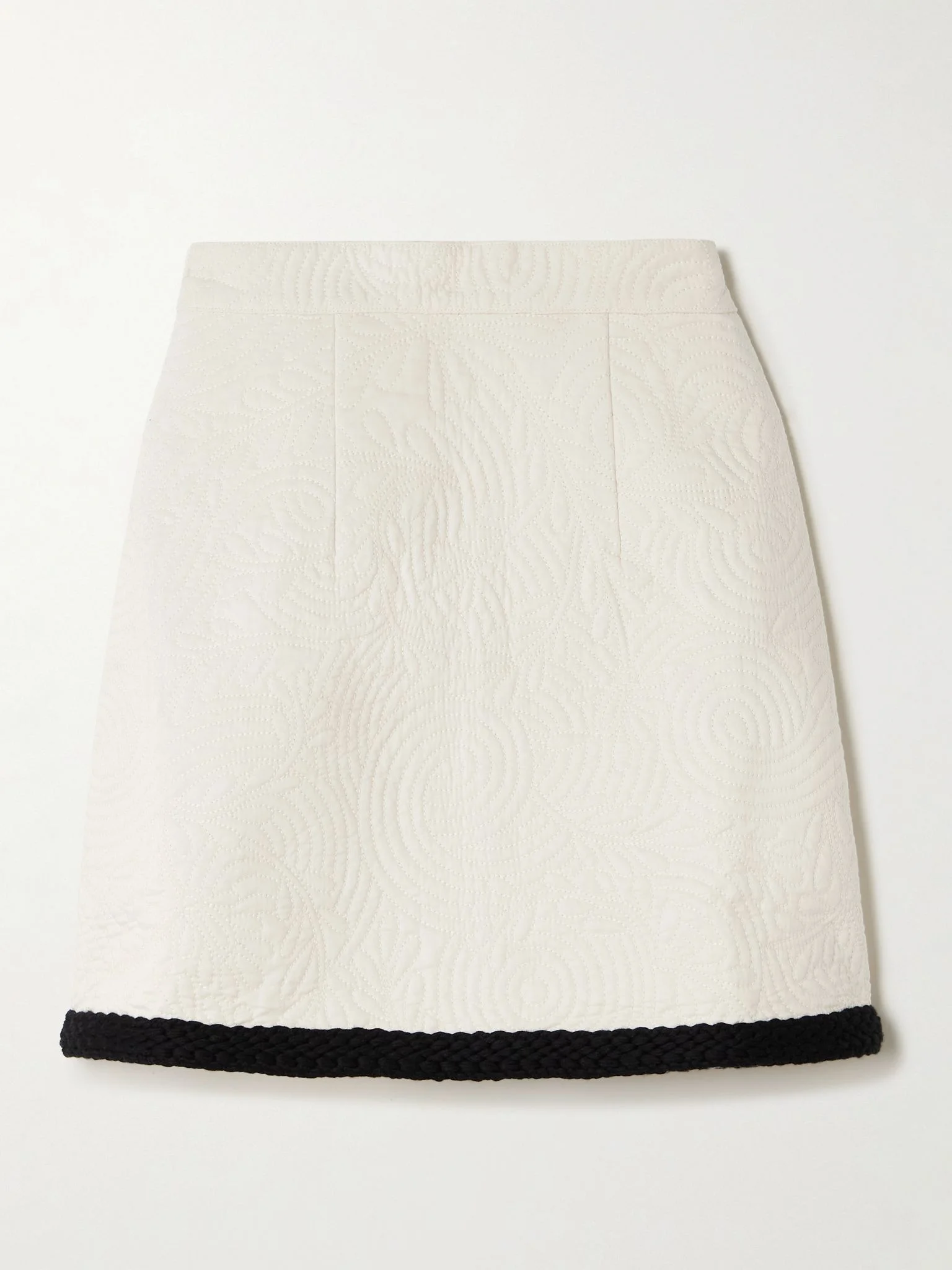 Giuliana braid-trimmed quilted cotton mini skirt White - 1