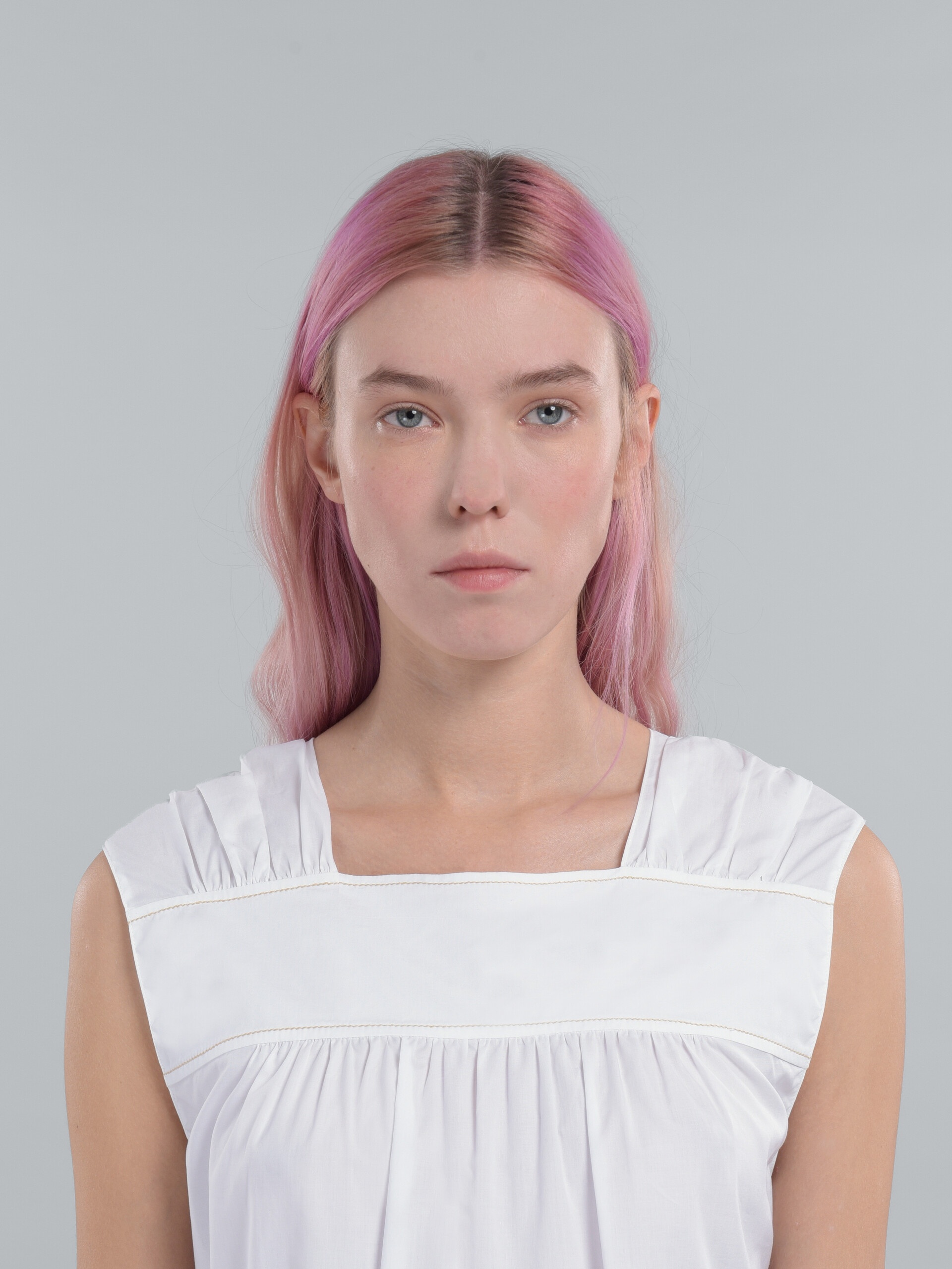 SQUARE-NECK TOP IN WHITE BIO POPLIN - 4