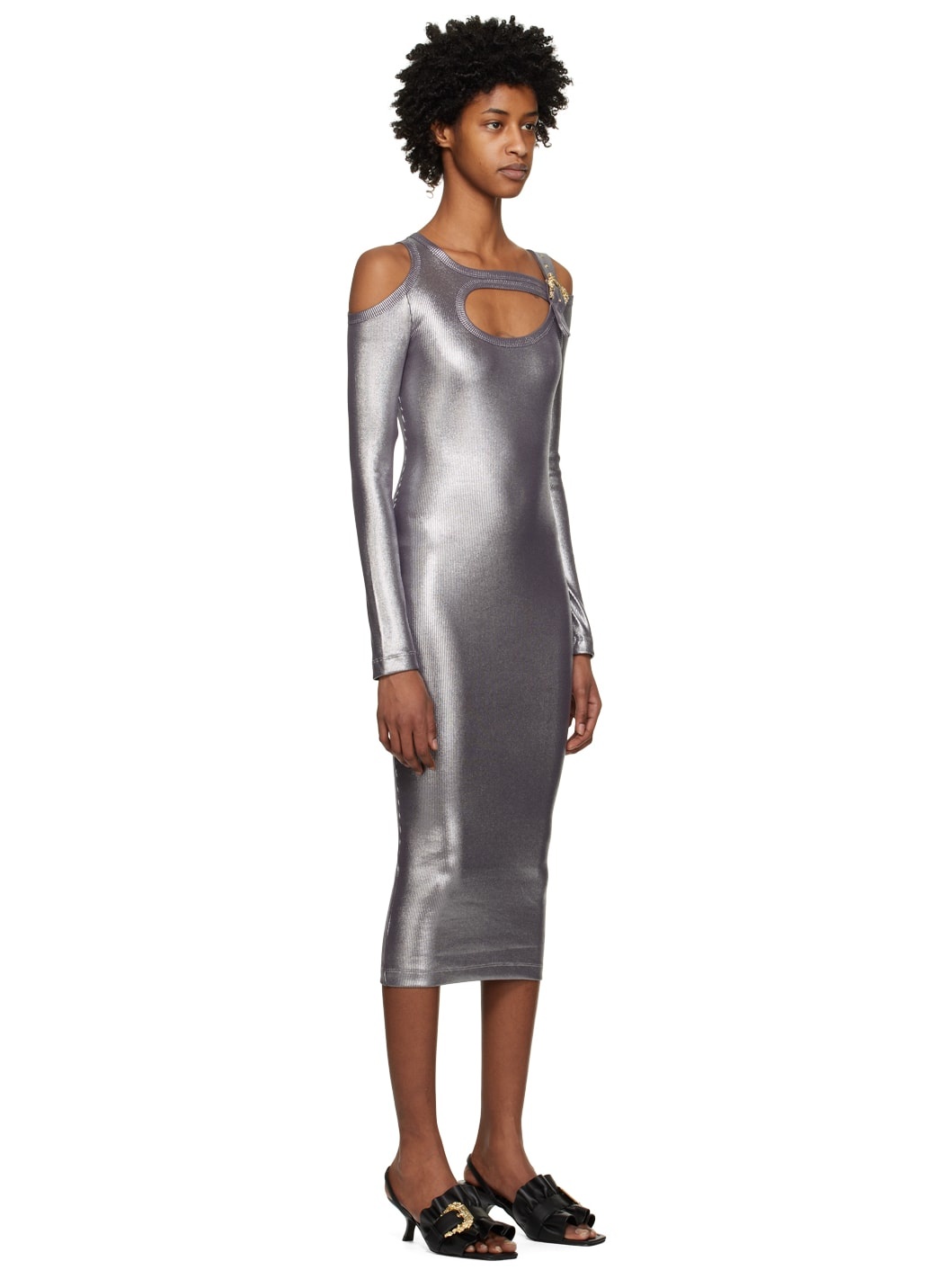 Silver Baroque Buckle Midi Dress - 2