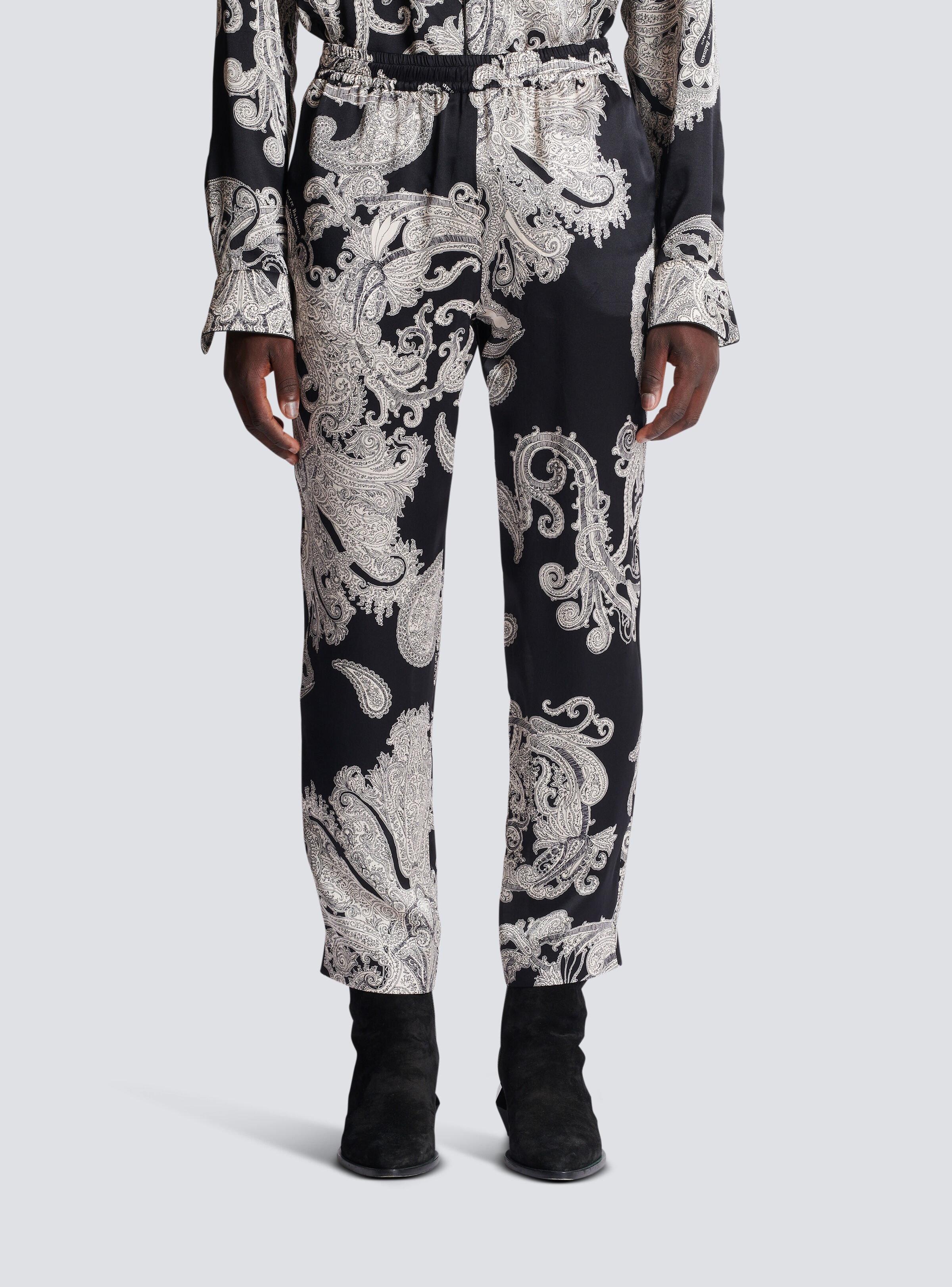 Paisley print silk trousers - 5