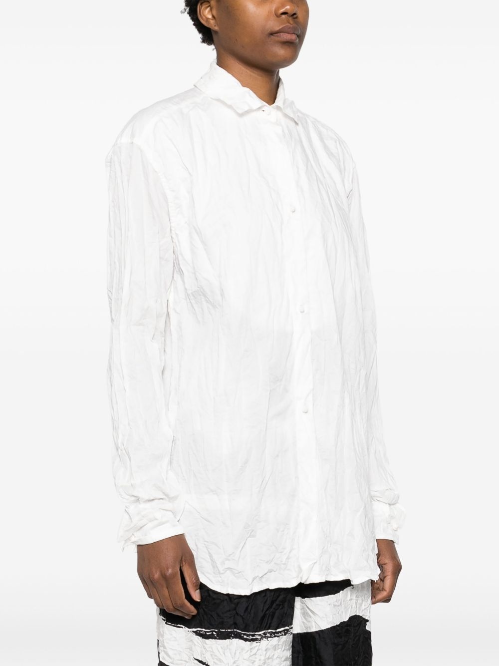 crinkled long-sleeve cotton shirt - 3