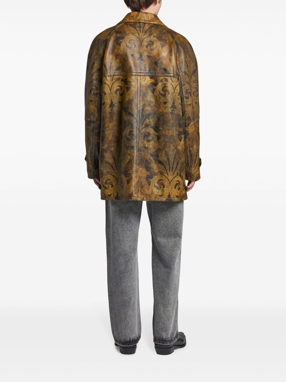 printed leather jacket - 3